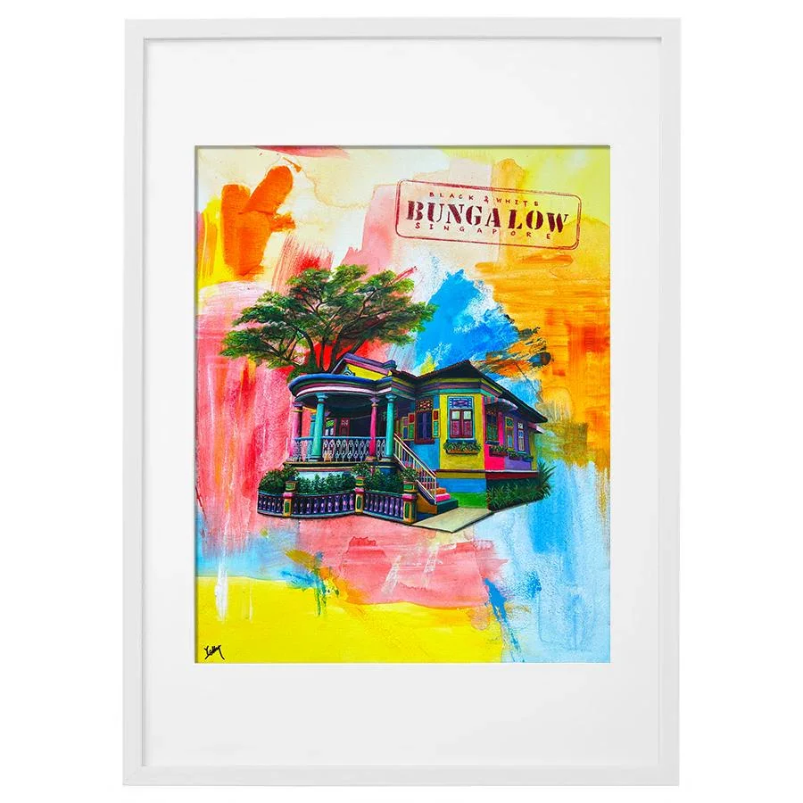 Not Just a Little Red Dot: Black & White Bungalow framed print