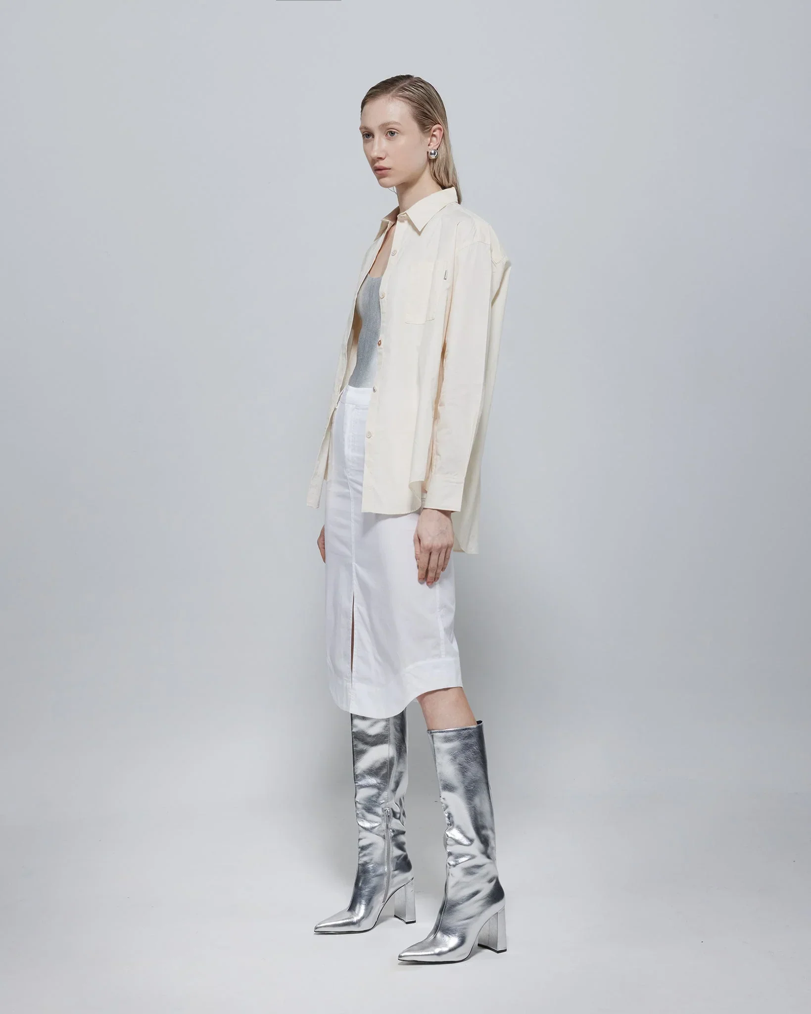 ROCK DAISY | Laura Oversized TENCEL™ Poplin Shirt Cream - Image 2