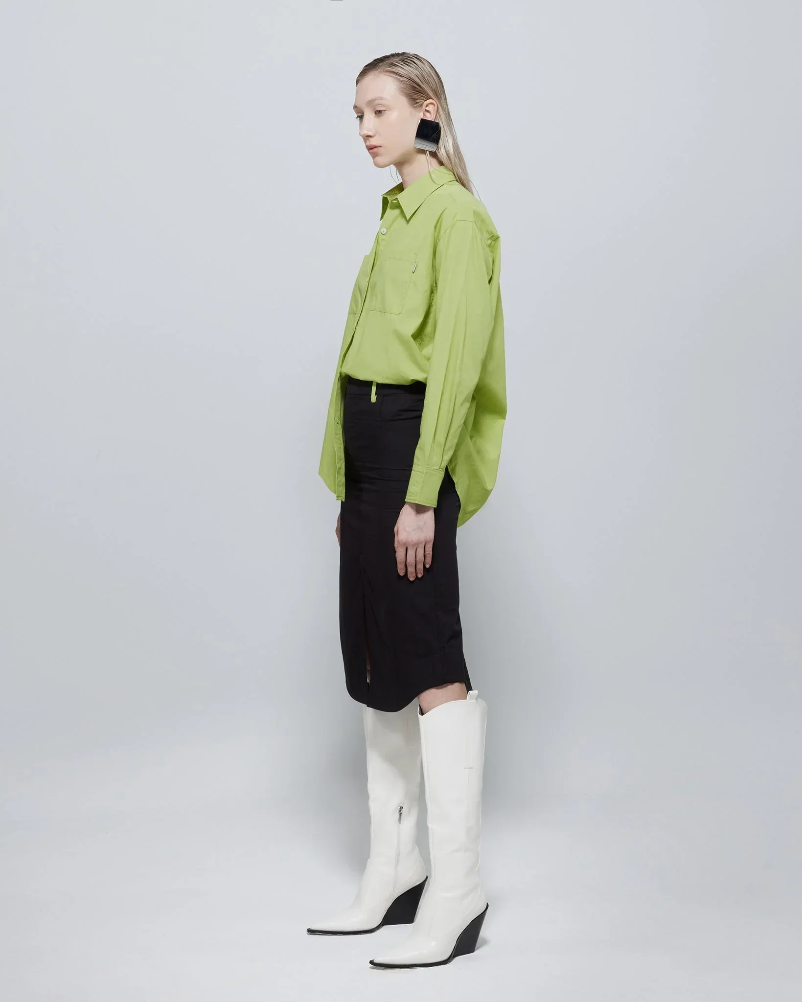 ROCK DAISY | Laura Oversized TENCEL™ Poplin Shirt Green - Image 2