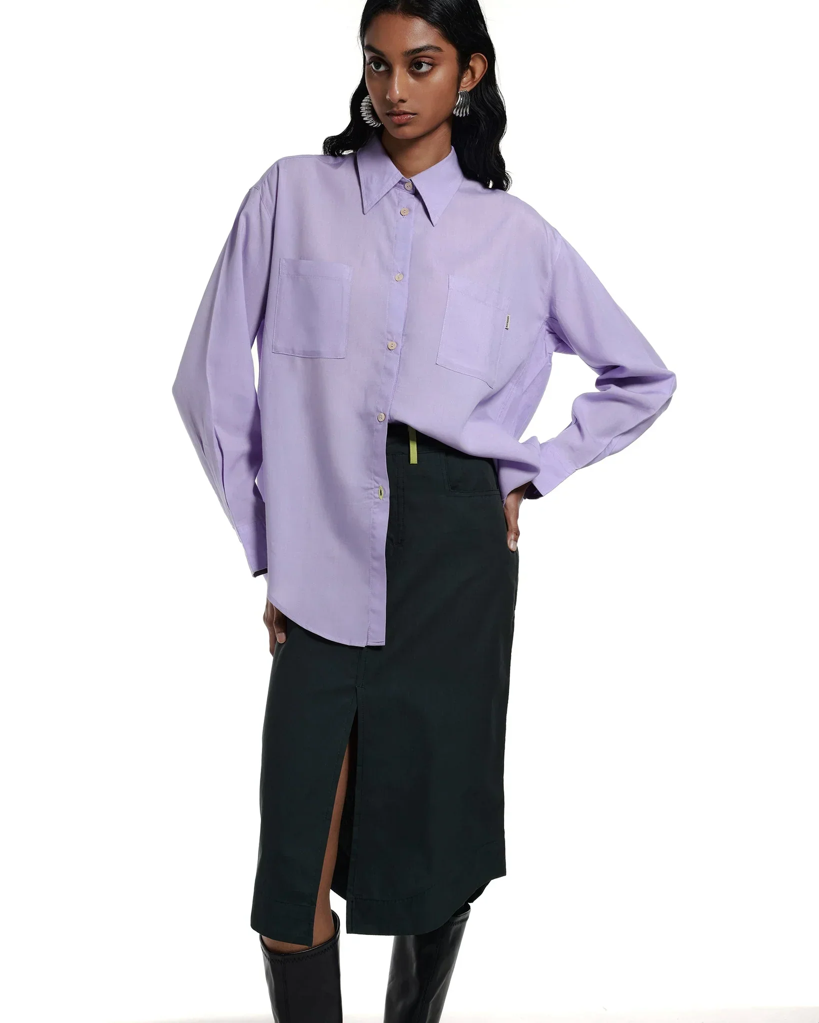 ROCK DAISY | Laura Oversized TENCEL™ Poplin Shirt Lavender - Image 3