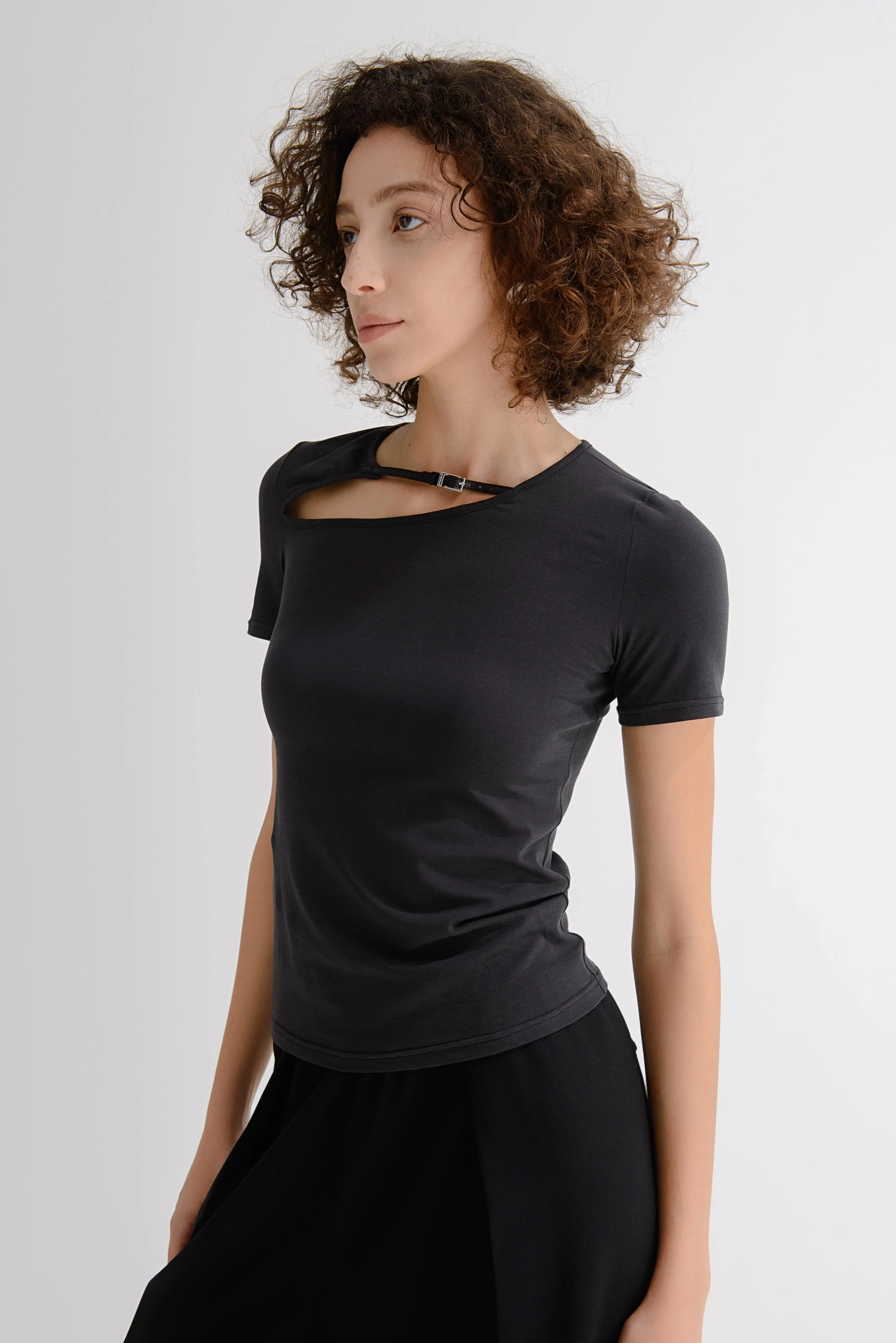 LAYERPLAN | Cotton Stretch Noa Buckle Cotton T-Shirt - Image 3
