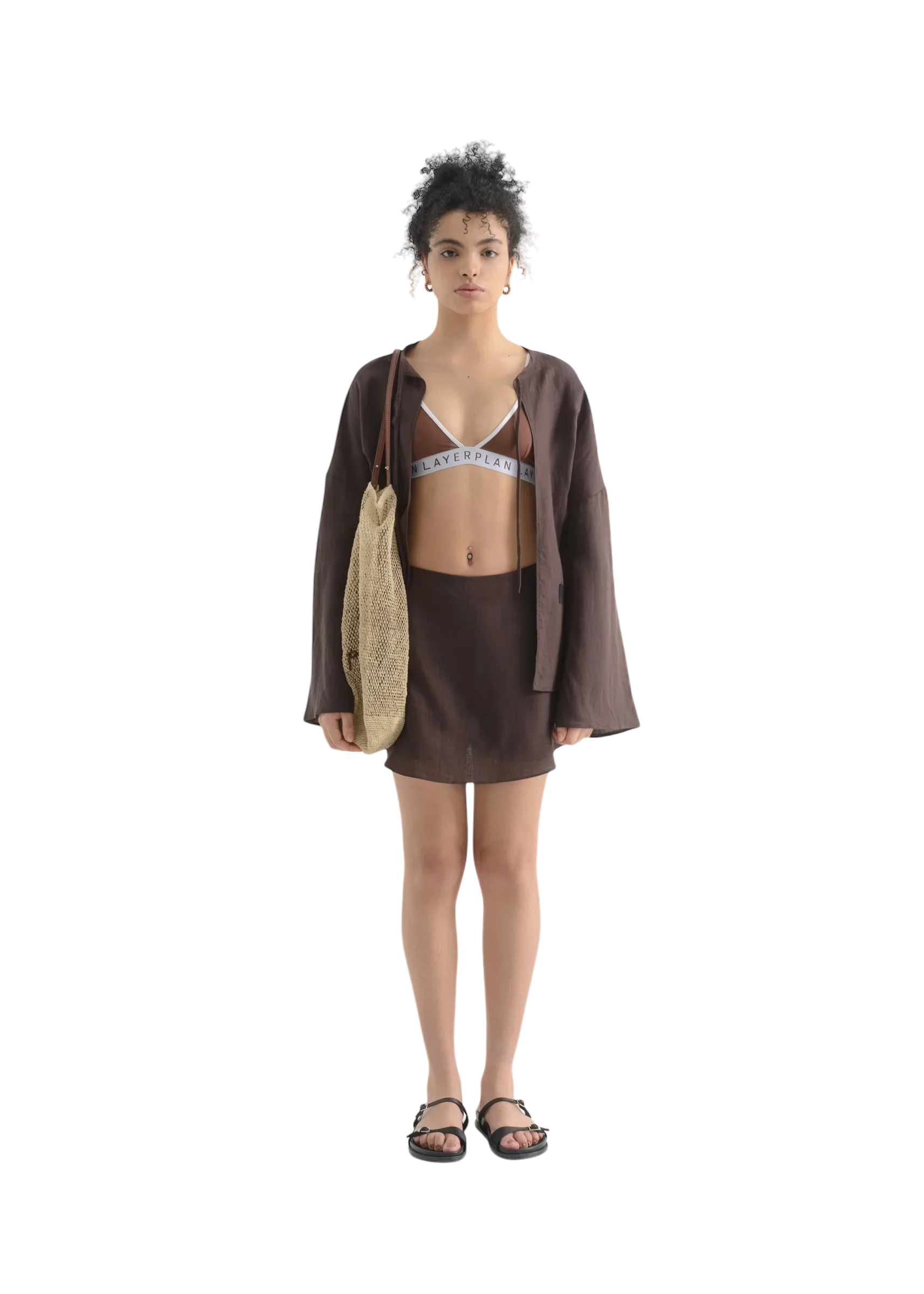 LAYERPLAN | Vinn Front Tie Line Jacket - Truffle - Image 2