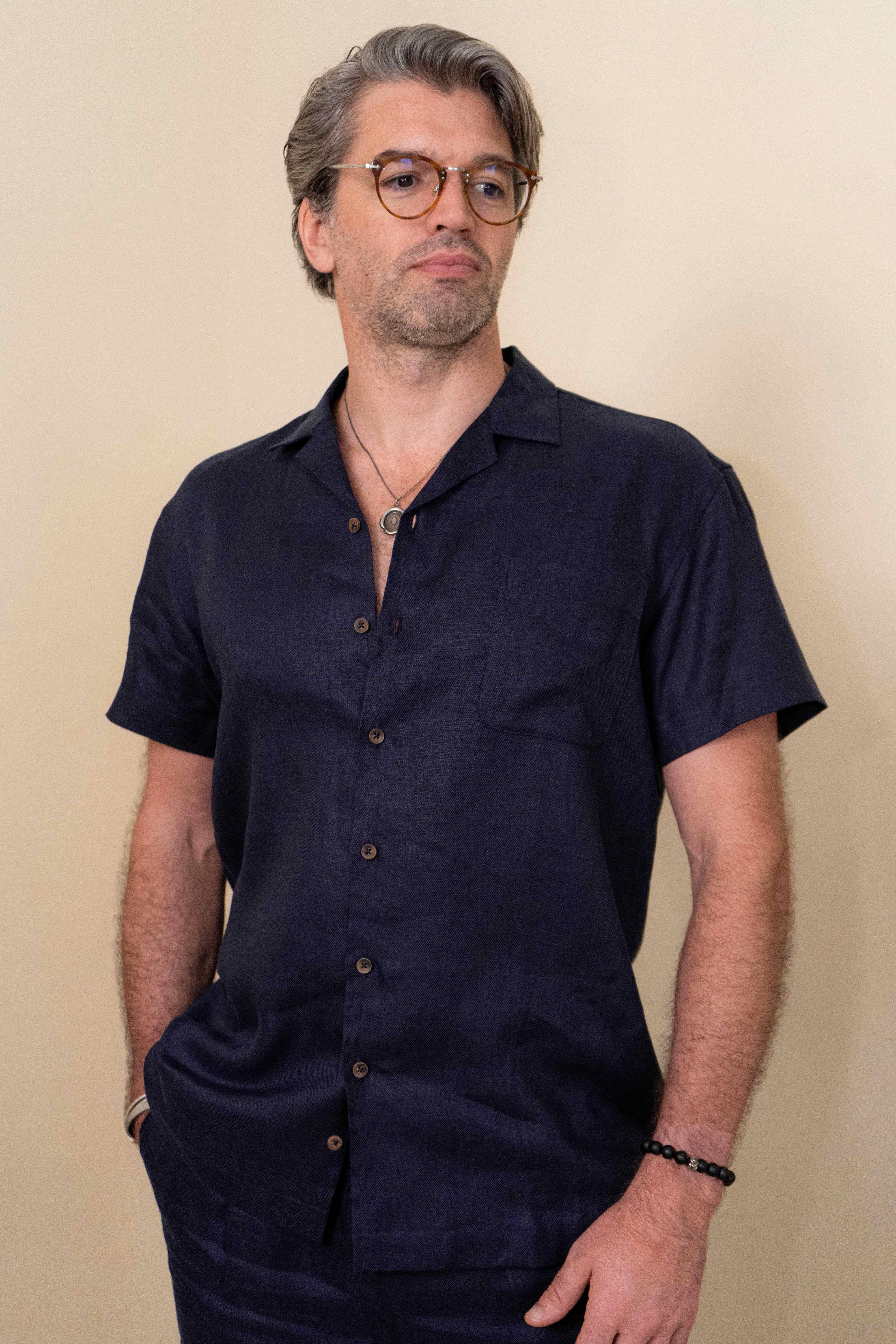 DUXTON | Linen Relaxed Fit Camp Collar Shirt - Image 5