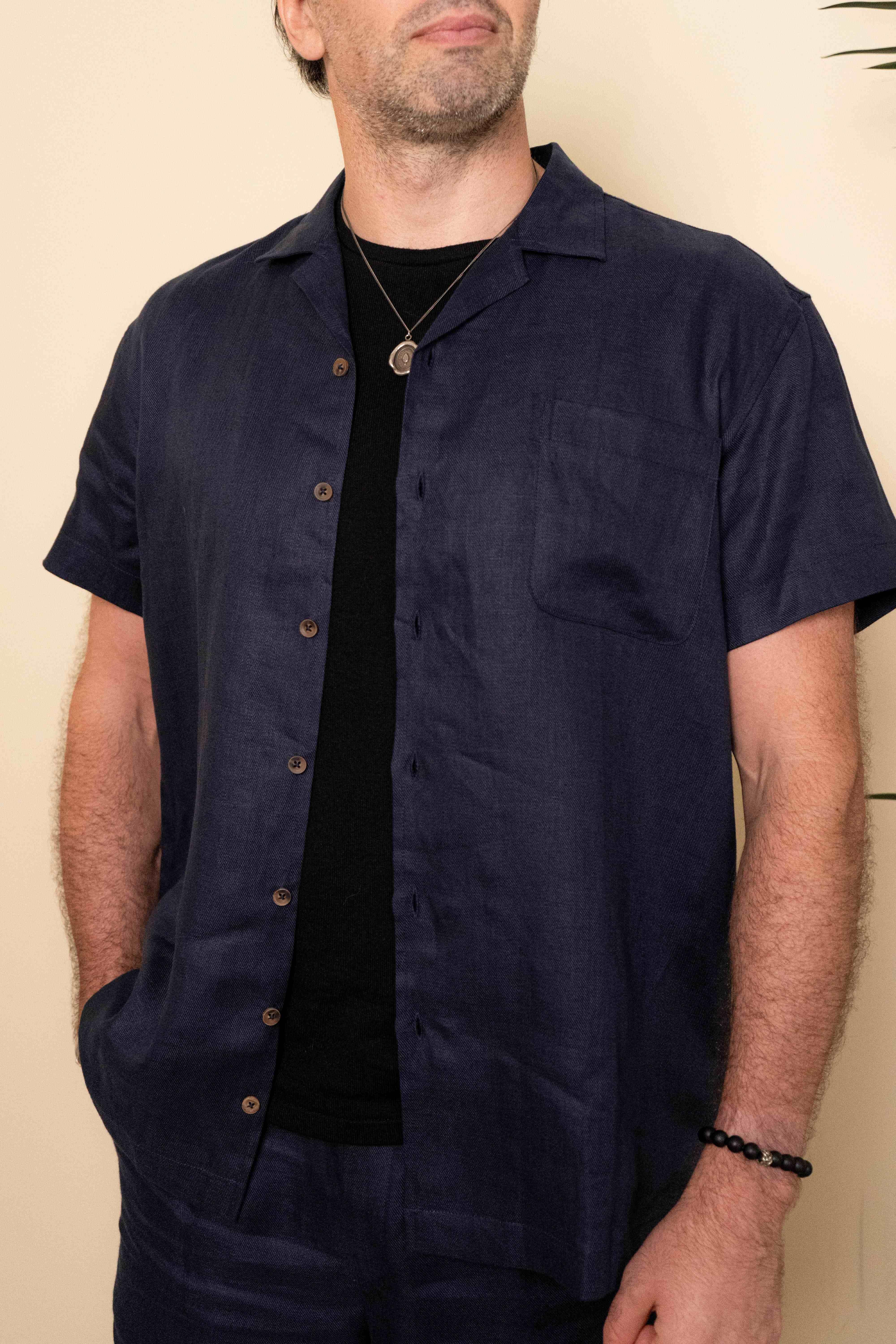 DUXTON | Linen Relaxed Fit Camp Collar Shirt - Image 6