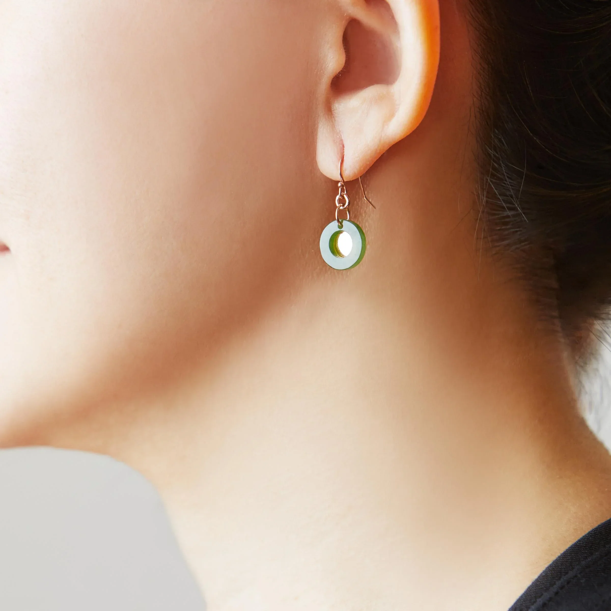 MARILYN TAN JEWELLERY | Nephrite Green Jade Mini Ring Hooks Earrings - Image 6