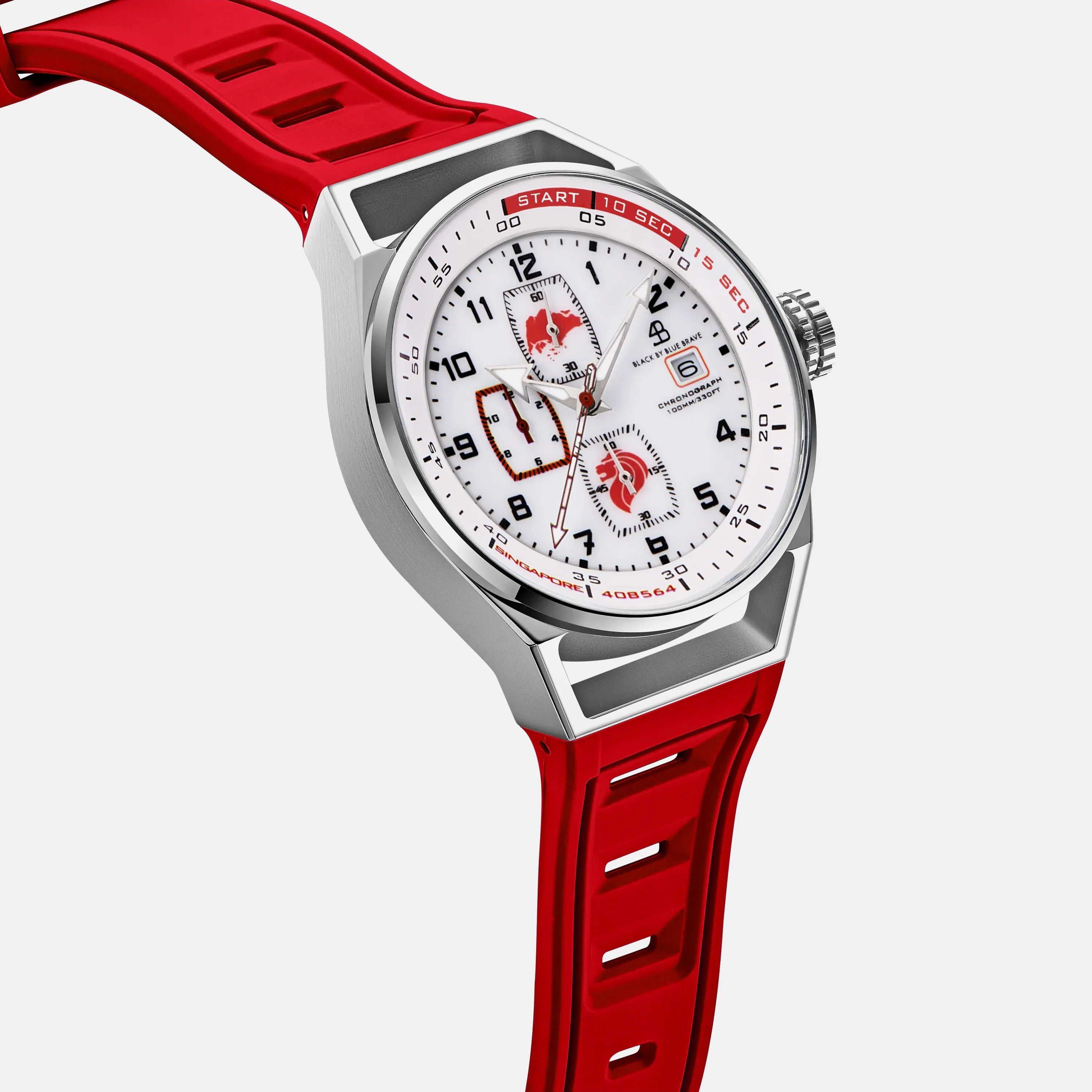 BLACK BY BLUE BRAVE | Merlion II Red Chronograph Watch - 40mm - Image 3