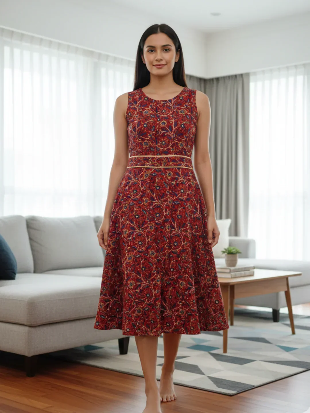 NIMBU | Elena Women's Flowy Dress With Belt - Image 3