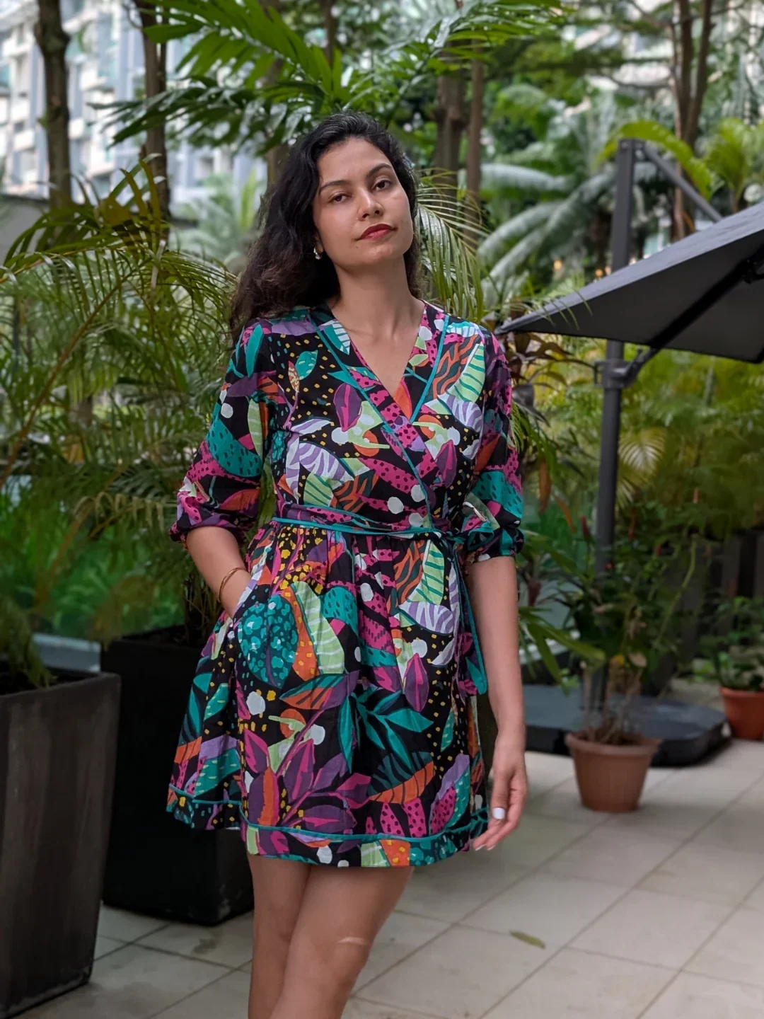 NIMBU | Havana Starry Night Wrap Dress In Cotton - Image 3