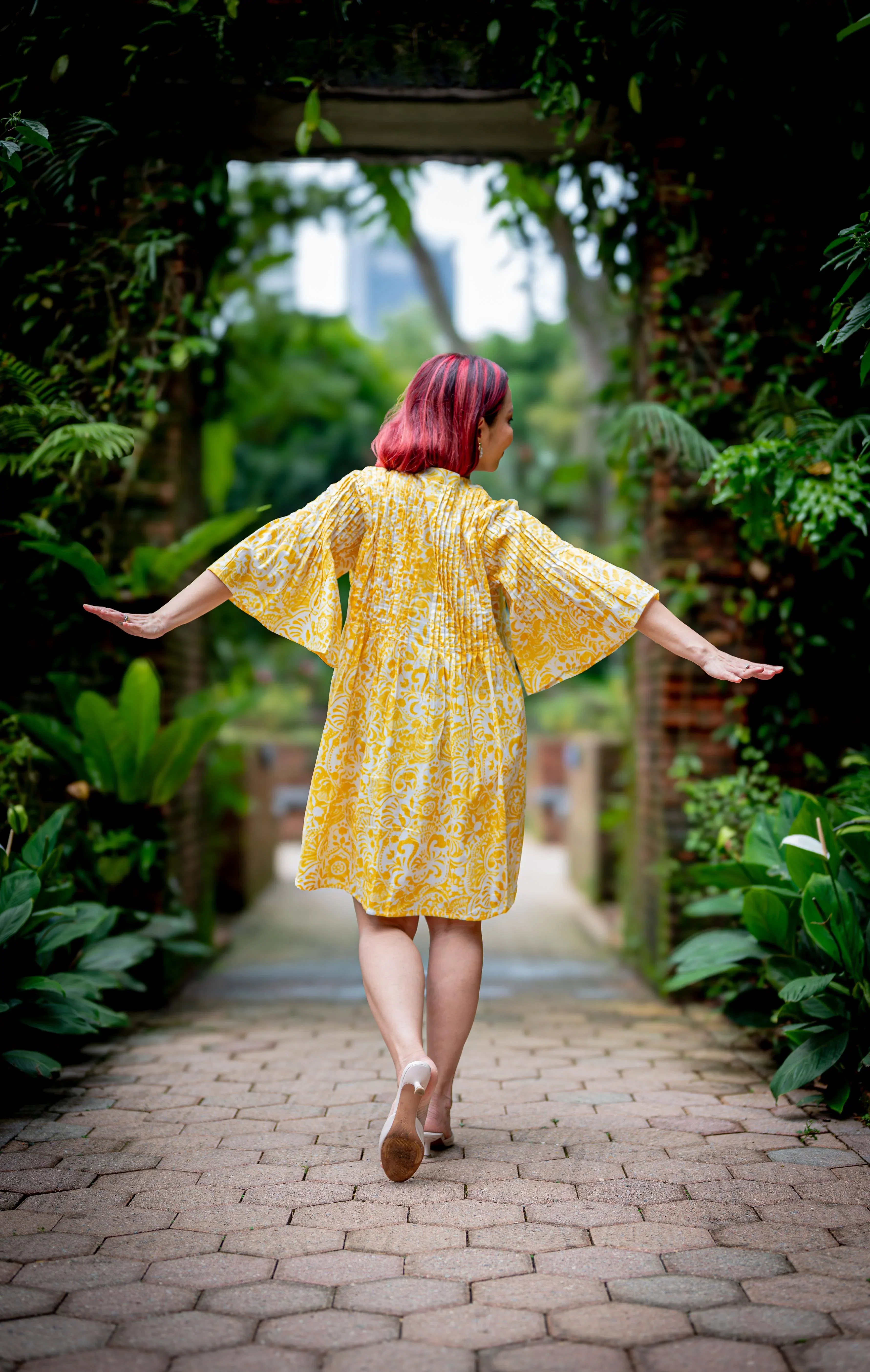 NIMBU | Kyra Breezy Womens Pintuck Dress in Nimbu Yellow - Image 3