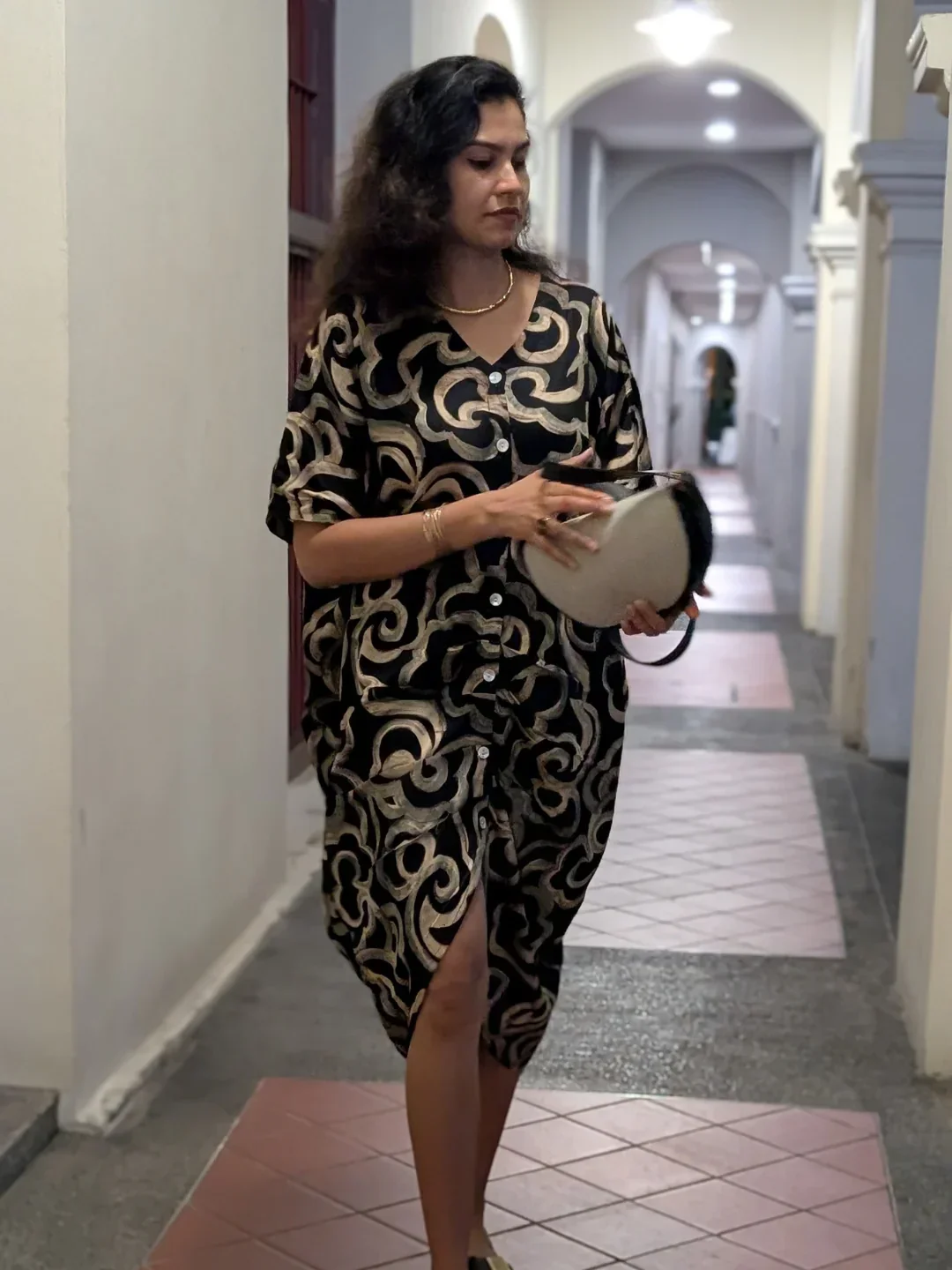 NIMBU | Mira Noir Black Women Ruched Kaftan In Cotton - Image 3