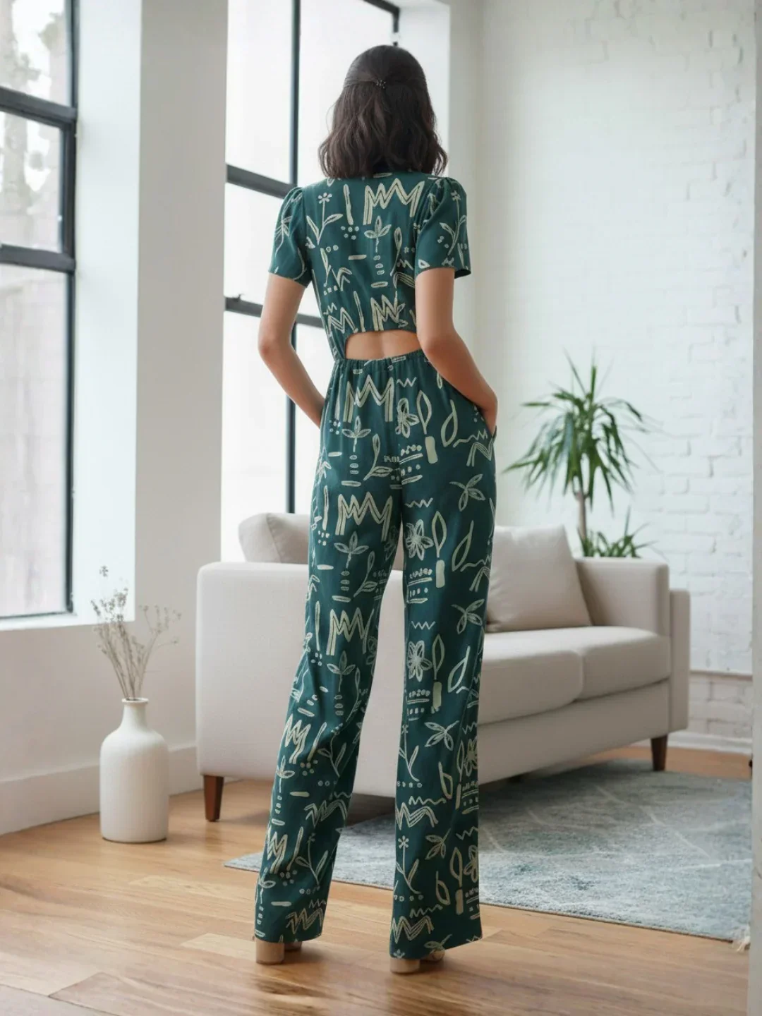 NIMBU | Moana Teal Women's Jumpsuit in Cotton - Image 2