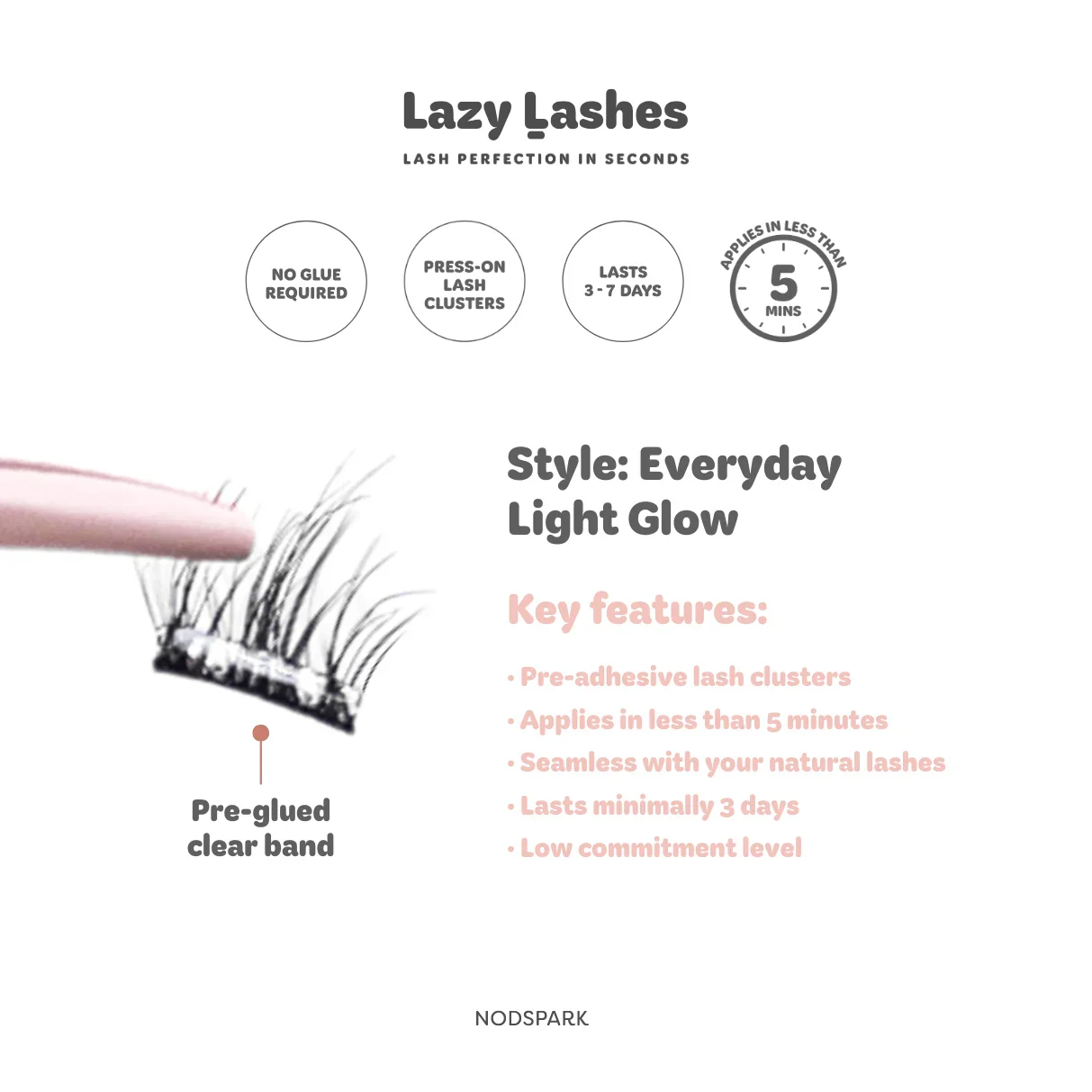 NODSPARK | Clear Band Everyday Light Glow Lazy Lashes - Image 7