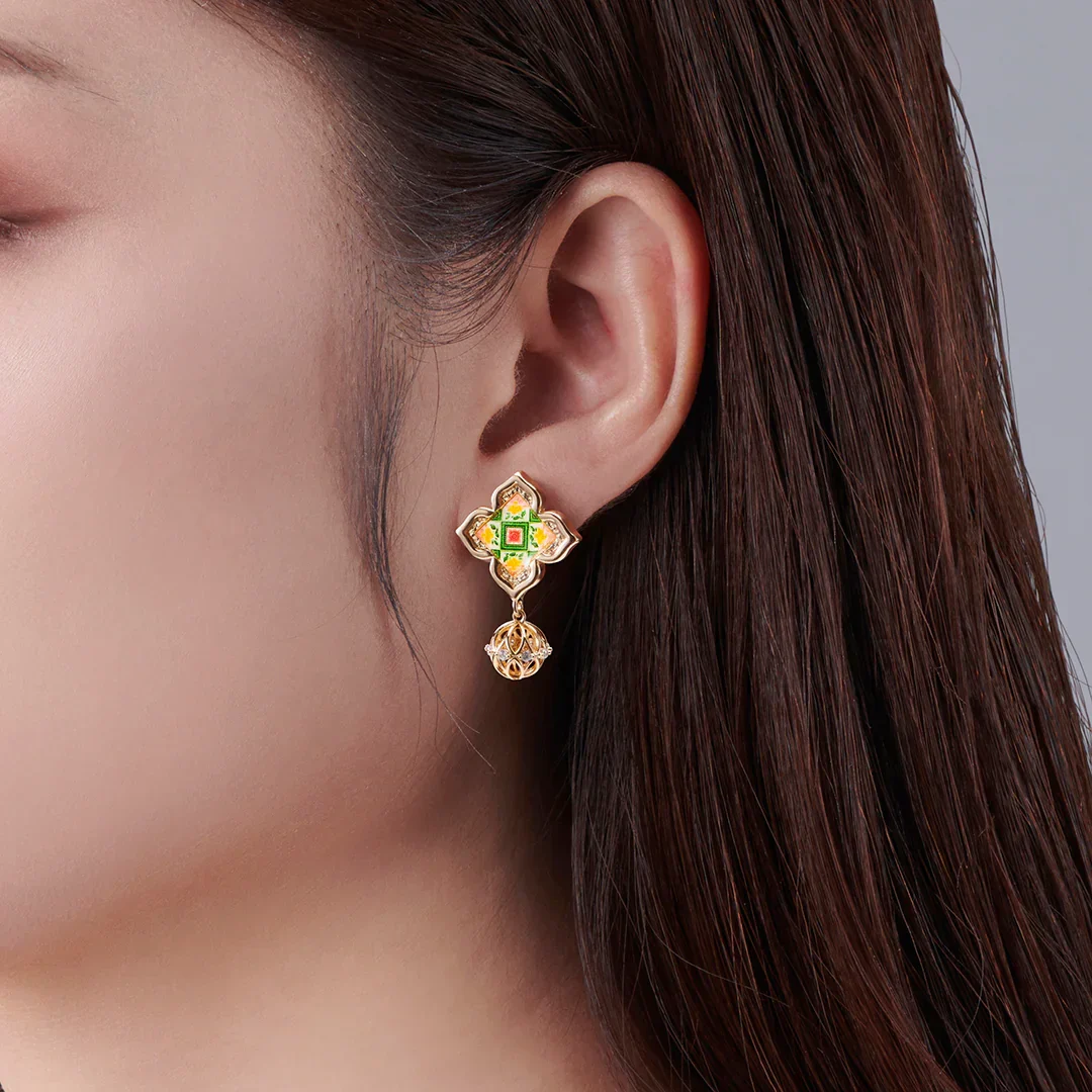RARE BIRD COLLECTION | Peranakan Floral Dangle Earrings - Madame - Image 2