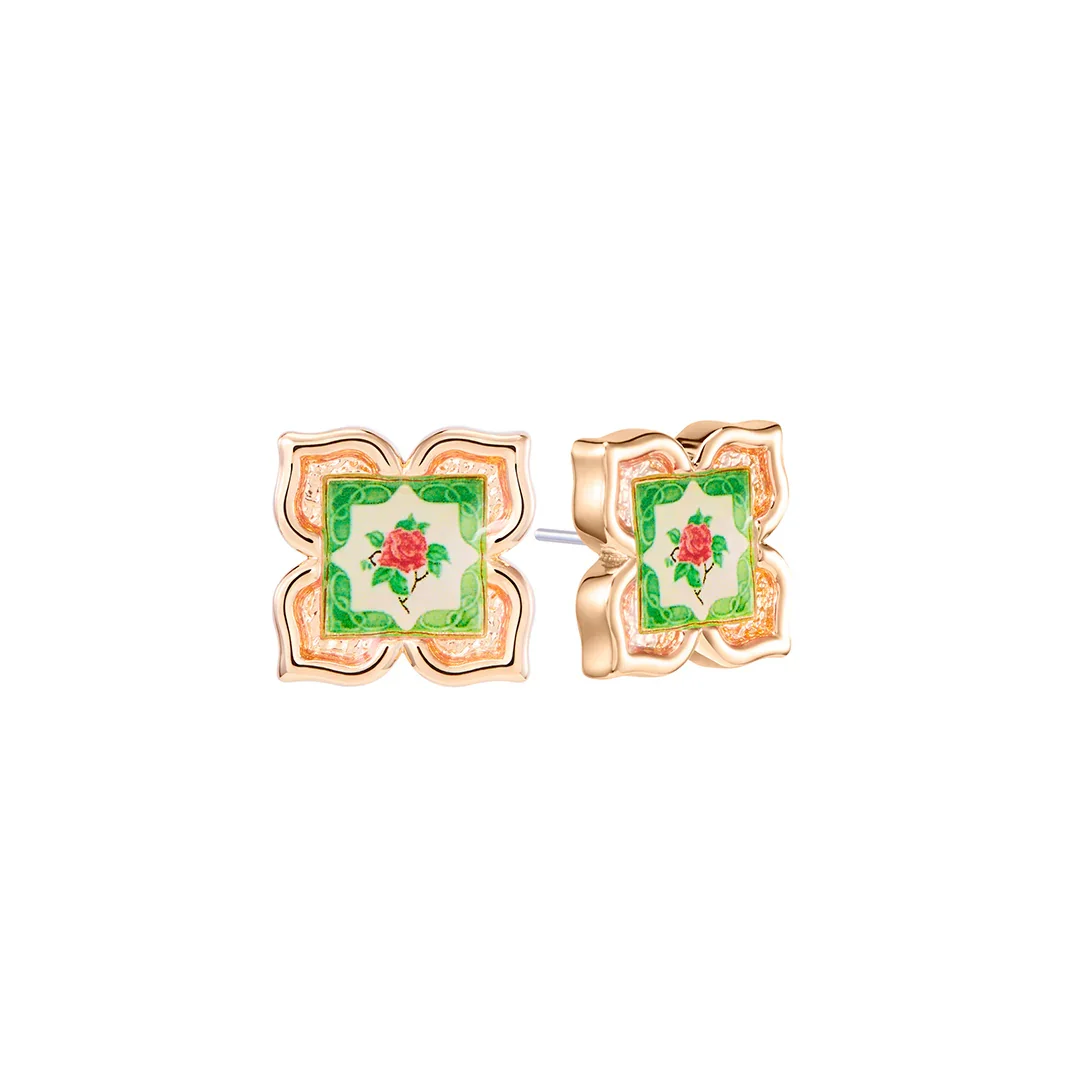 RARE BIRD COLLECTION | Peranakan Floral Stud - Emerald