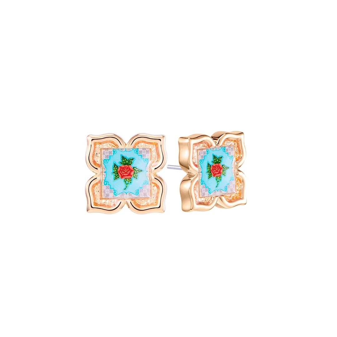 RARE BIRD COLLECTION | Peranakan Floral Stud - Turquoise