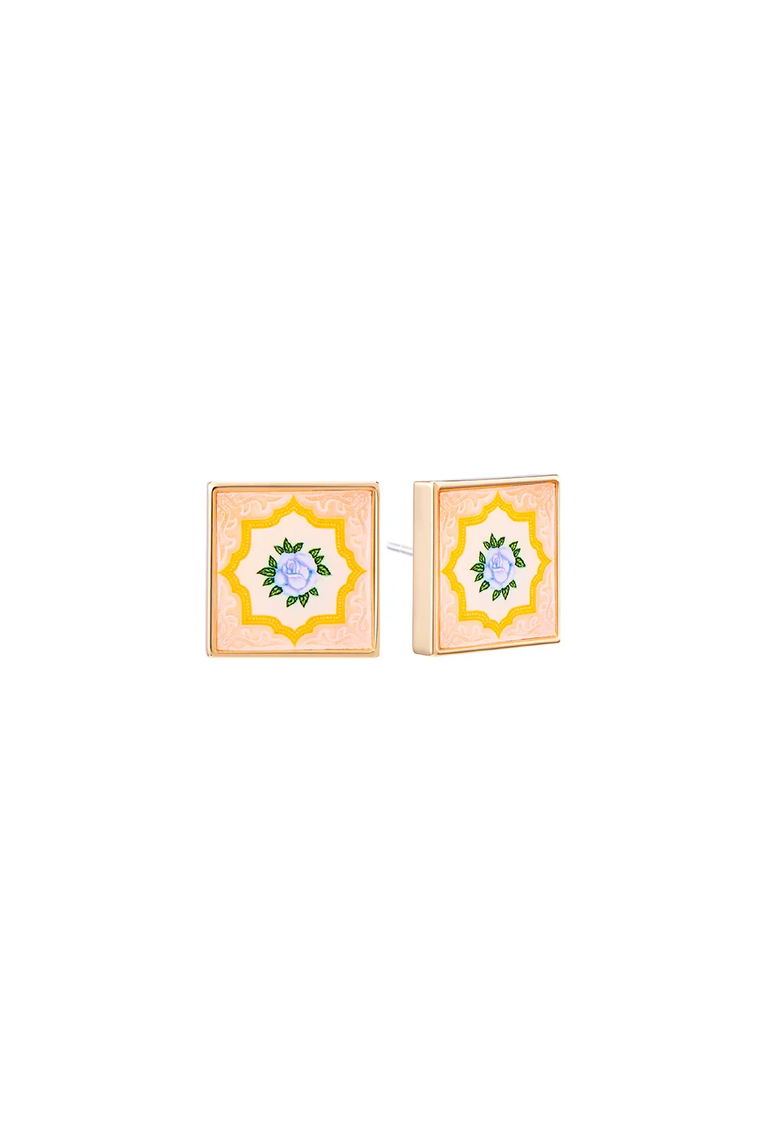 RARE BIRD COLLECTION | Peranakan Tile Stud - Coral