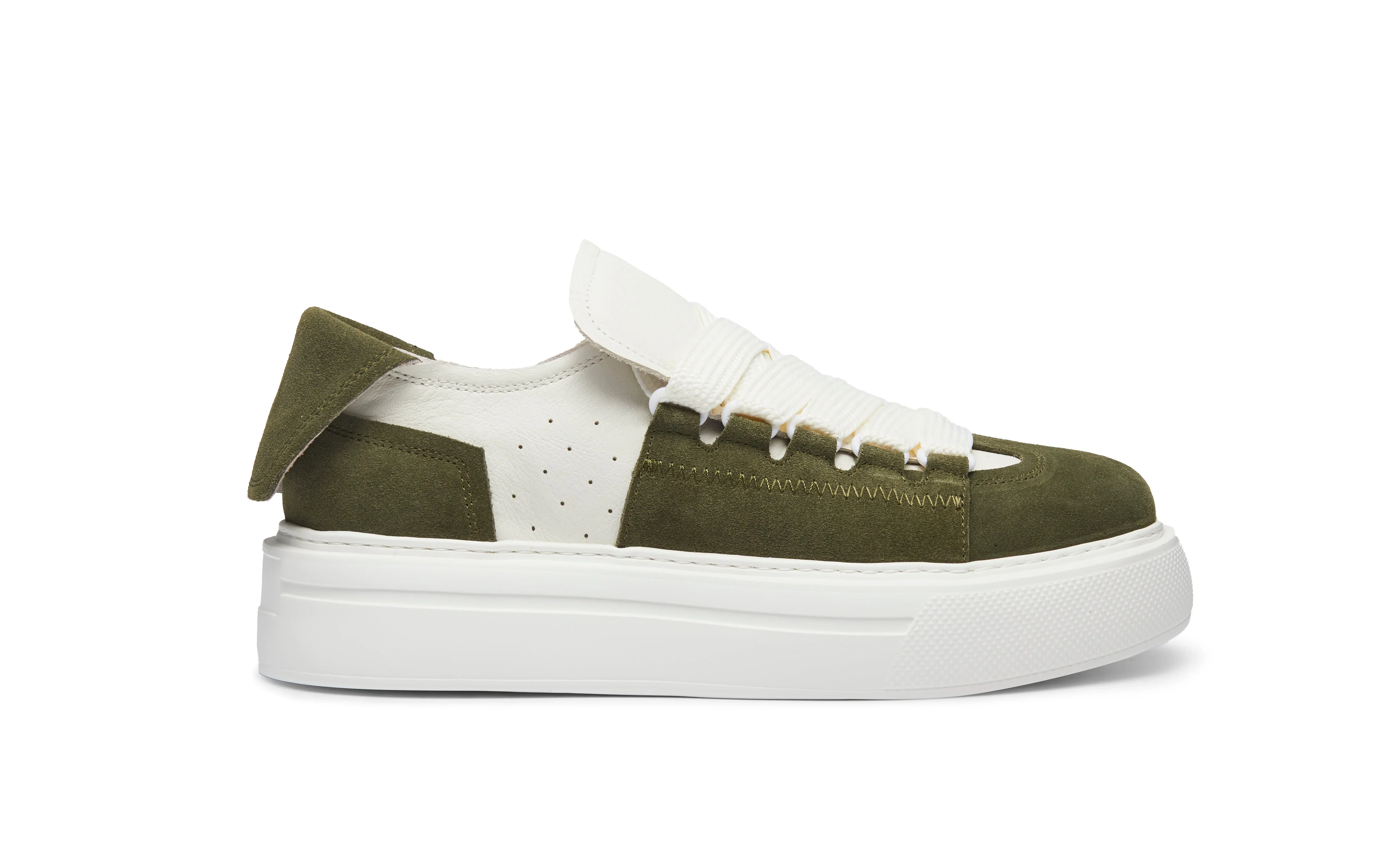 PROJECTWEAR | Felton Broad Shoelace Suede Leather Sneaker Green - Image 2