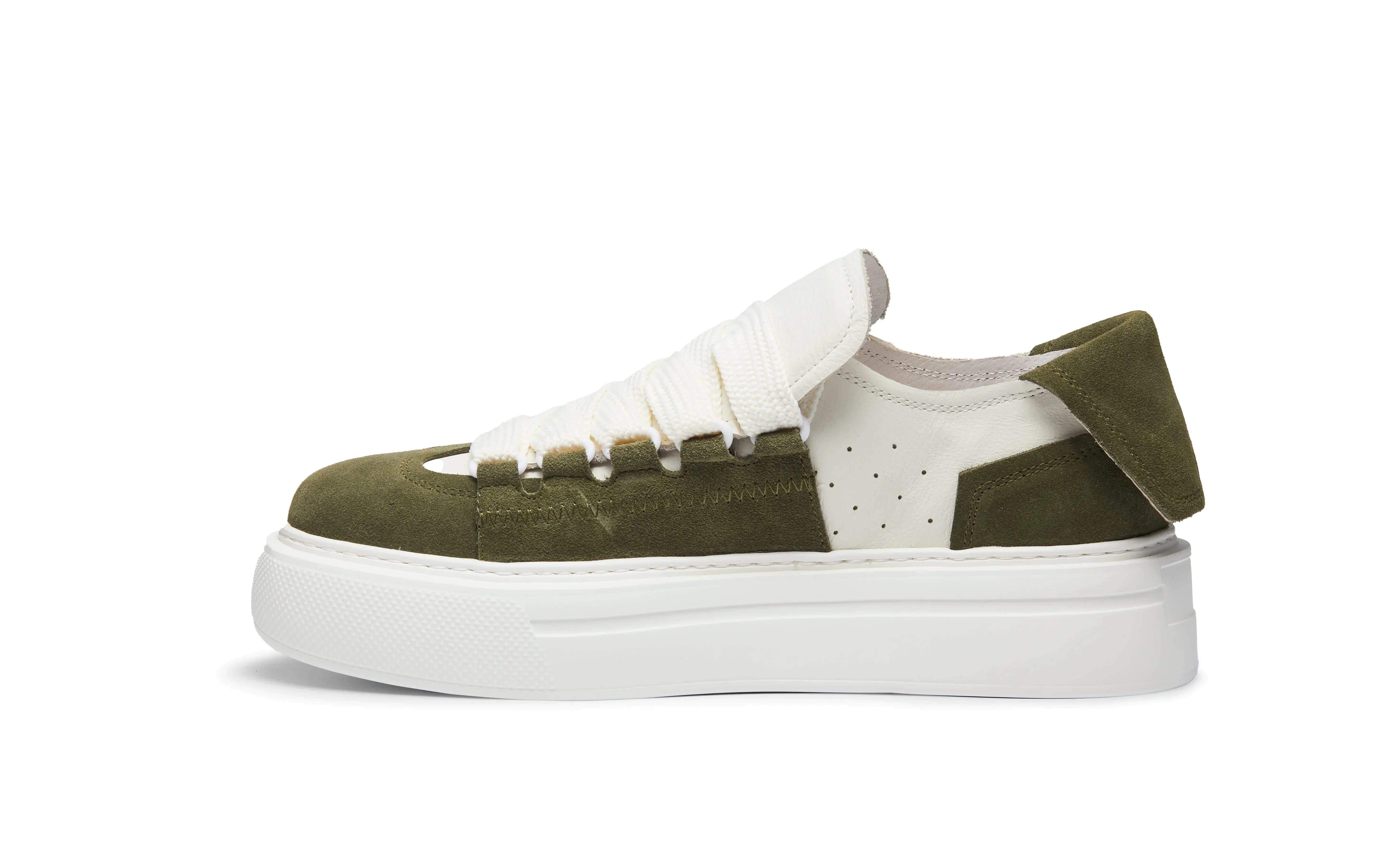 PROJECTWEAR | Felton Broad Shoelace Suede Leather Sneaker Green - Image 3