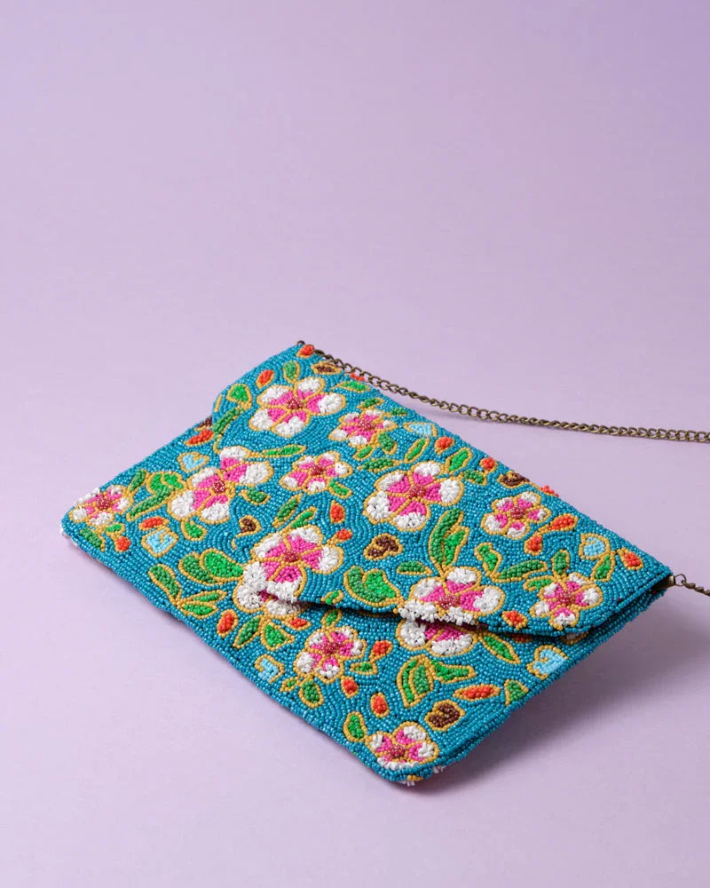 QUINTESSENTIAL | Pink Flowers Peranakan Wall Beaded Clutch