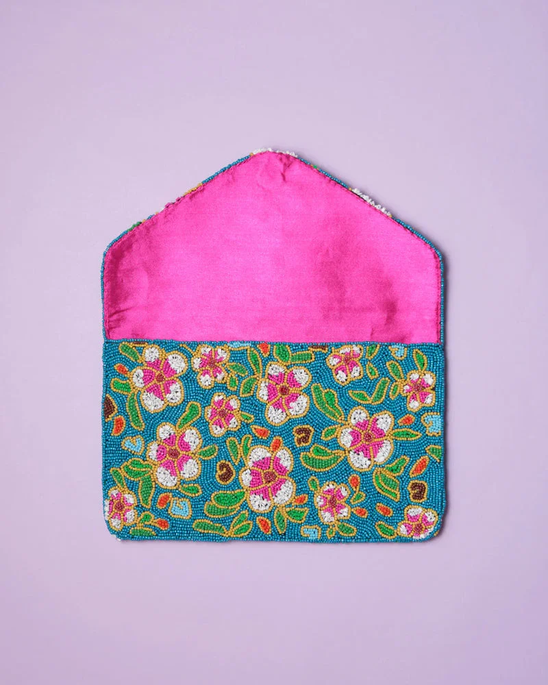QUINTESSENTIAL | Pink Flowers Peranakan Wall Beaded Clutch - Image 2