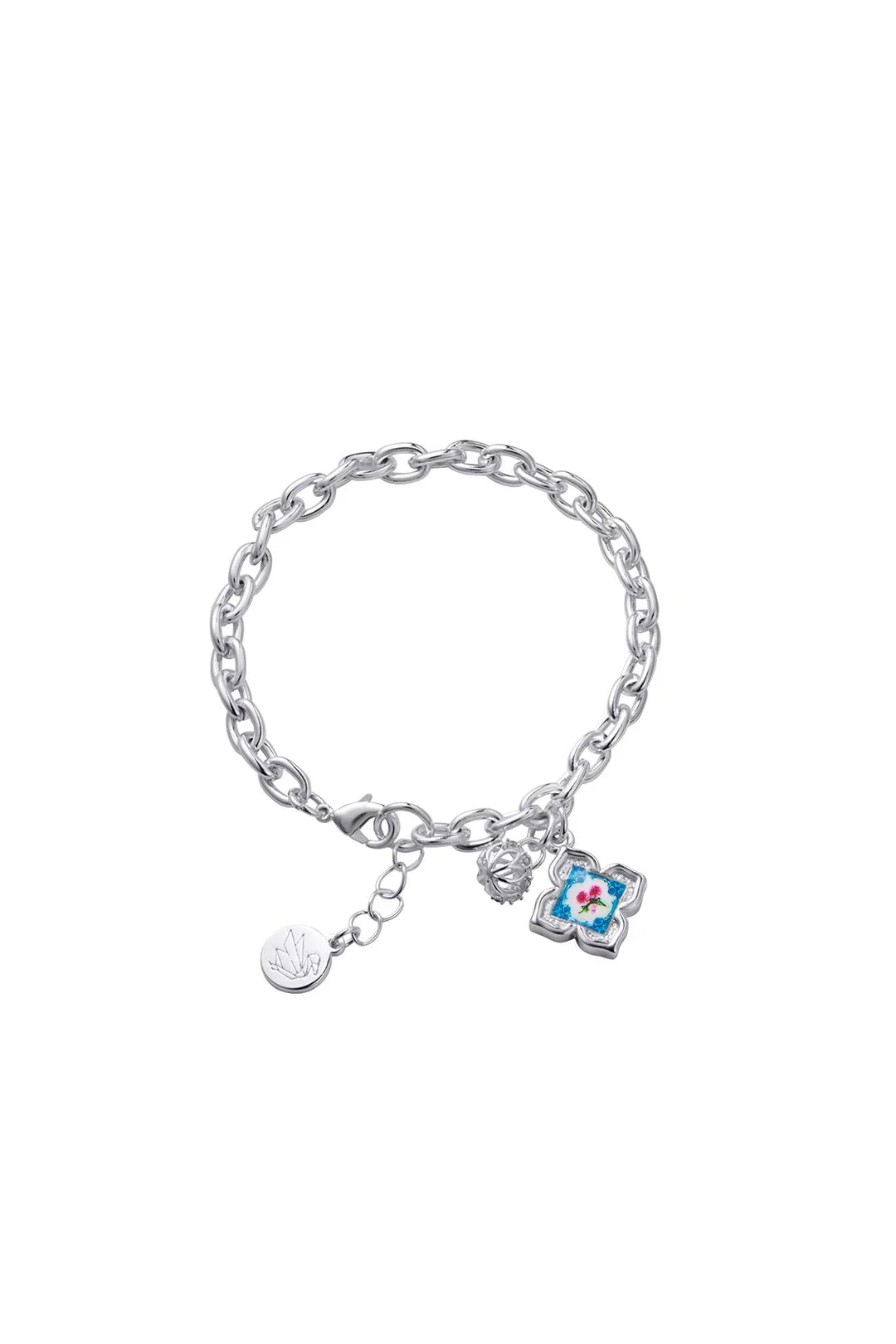 RARE BIRD COLLECTION | Peranakan Floral Bracelet - Silver Pixie Pomp