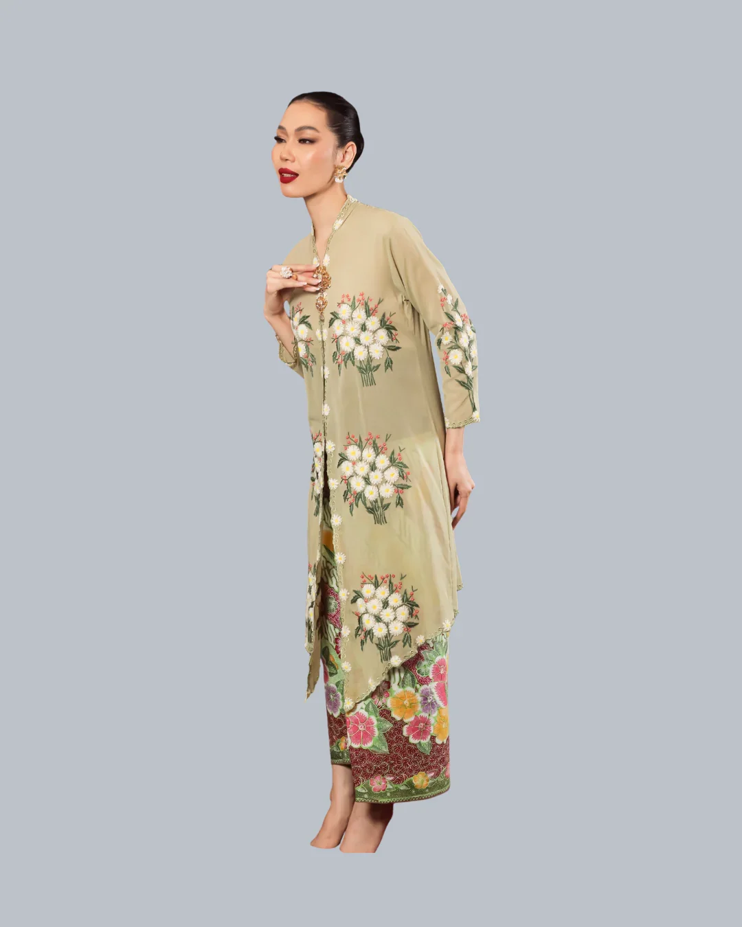 ROEMAH KEBAYA VIELGA | Melati Kipas Sulam Tangan Long Kebaya - Image 2