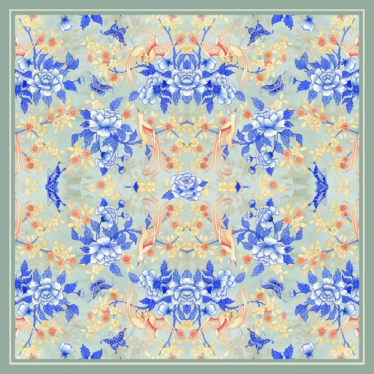 SINGLAPA | Birds & Butterfly Pocket Square - Image 3