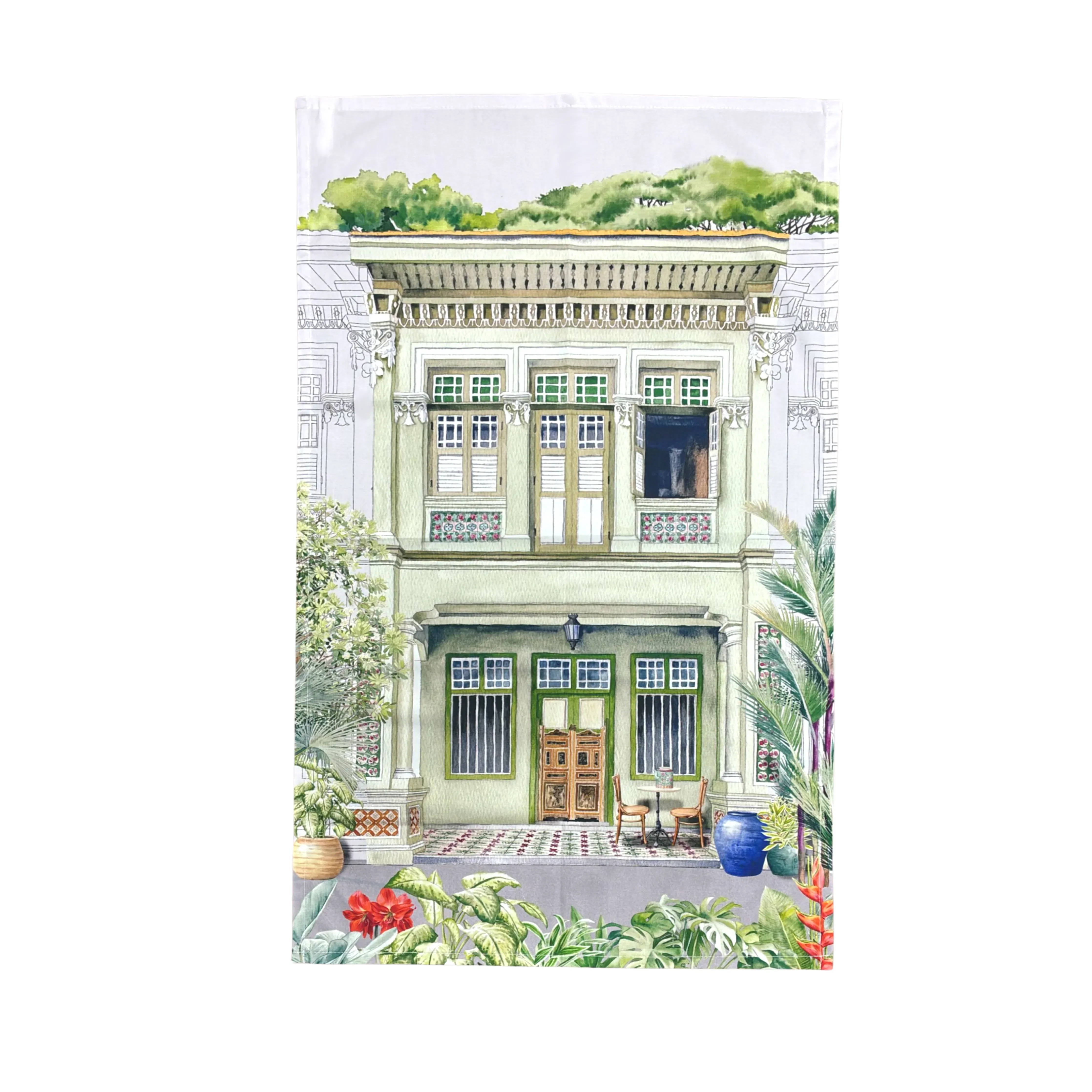 SINGLAPA | Green Shophouse Tea Towel