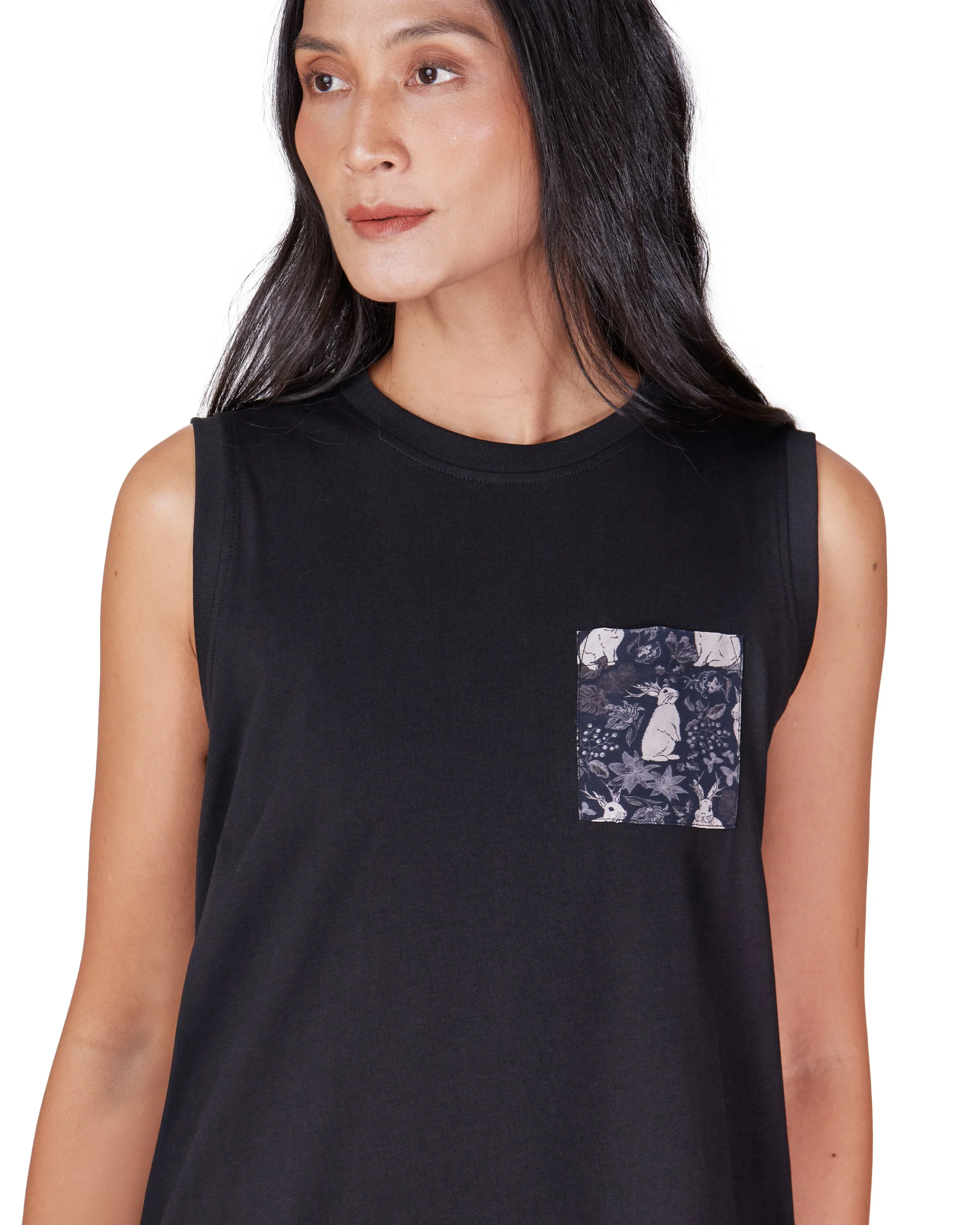 STUDIO QILING | Black Cotton Jersey Tank Dress - Image 2