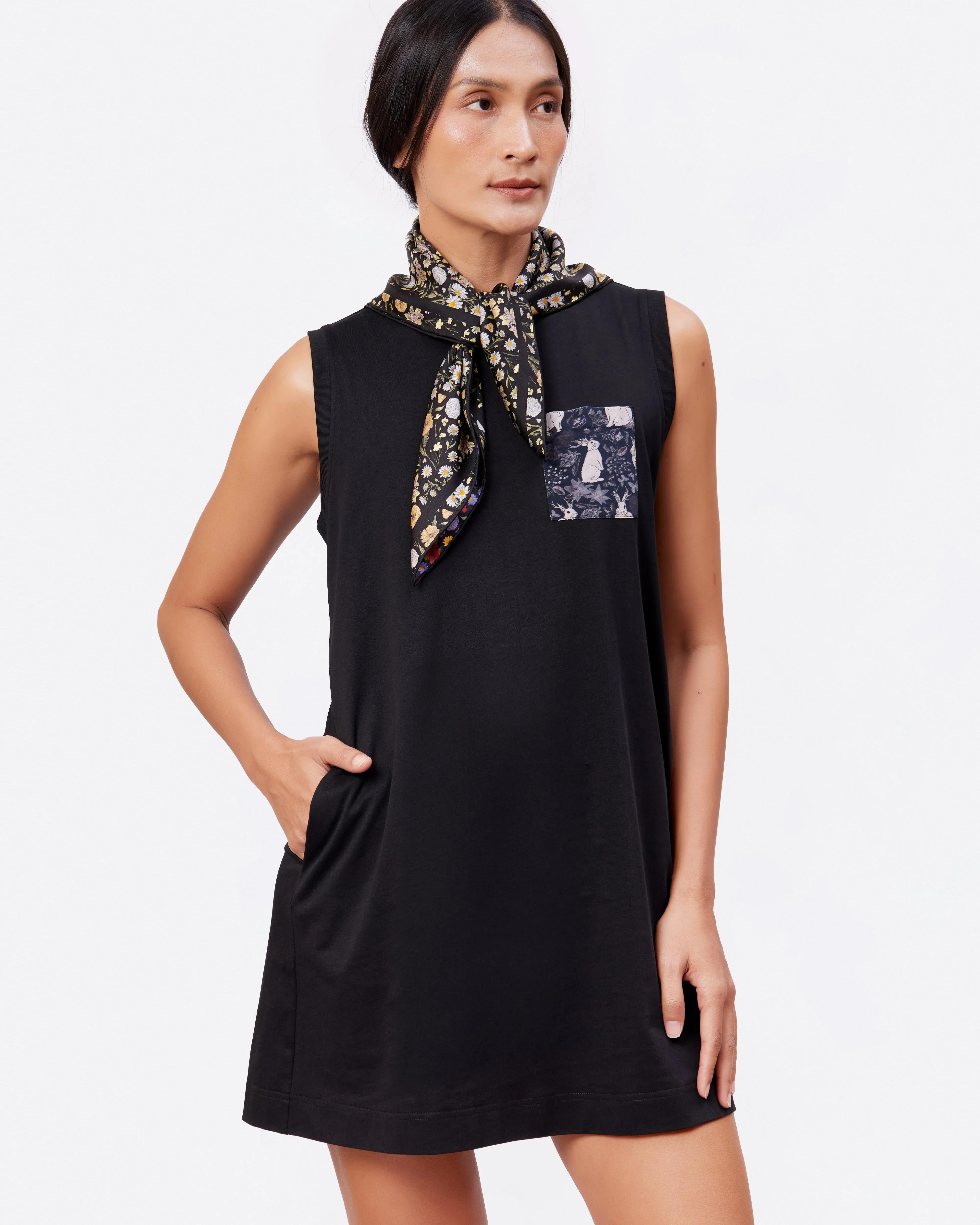 STUDIO QILING | Black Cotton Jersey Tank Dress - Image 3