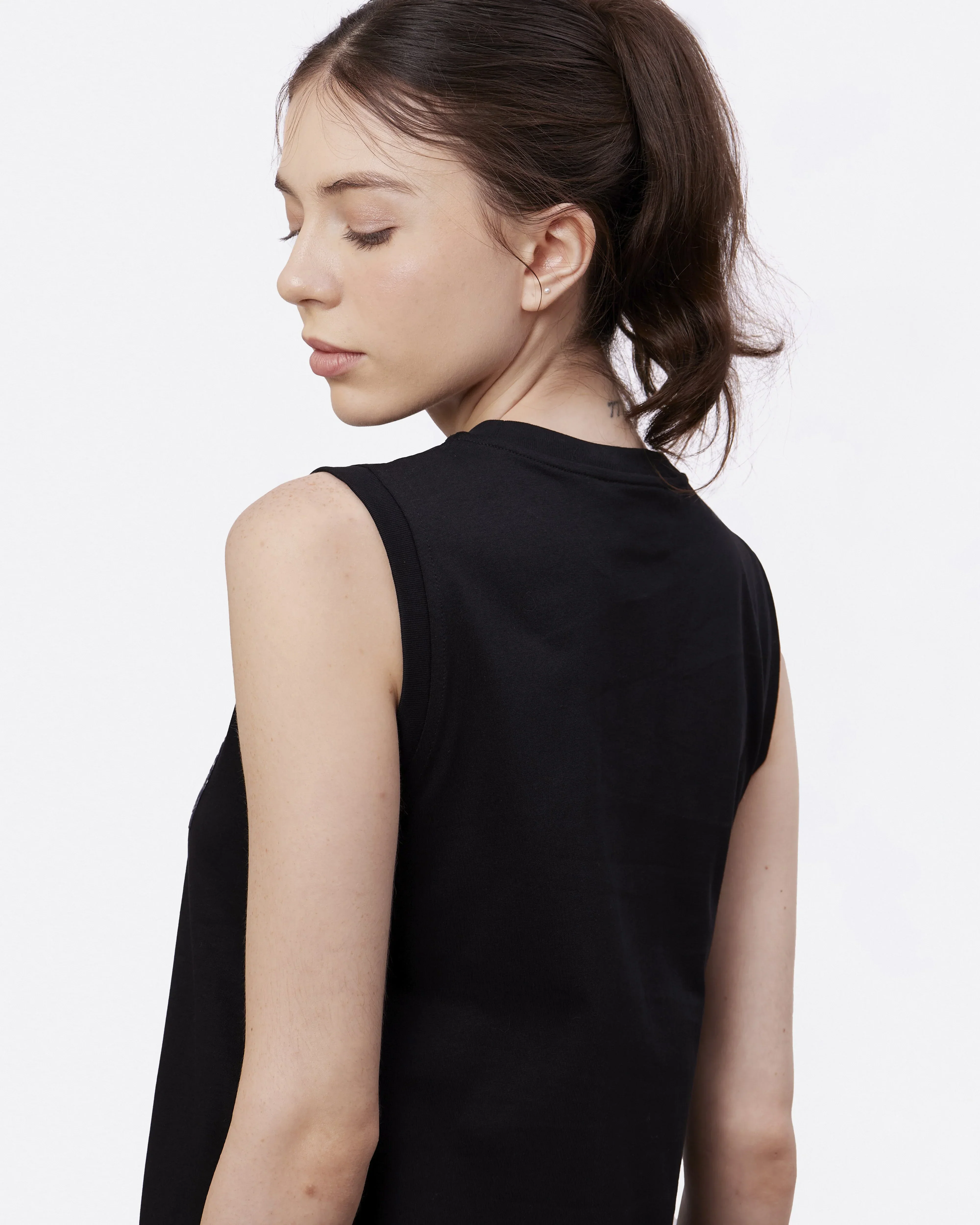 STUDIO QILING | Black Cotton Jersey Tank Dress - Image 4