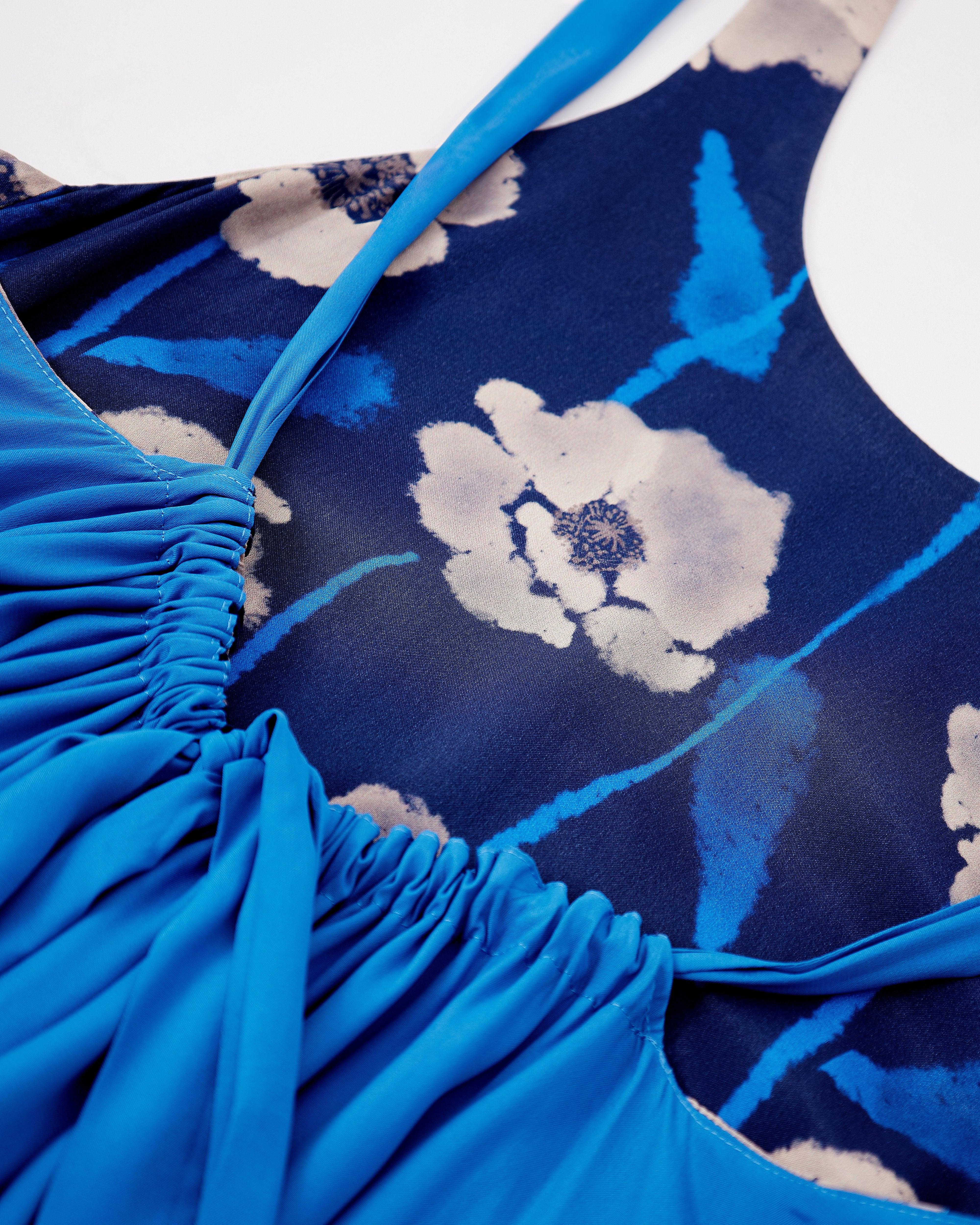 STUDIO QILING | Dancing Poppies Moonlight Reversible Silk Blend Maxi Dress - Image 7