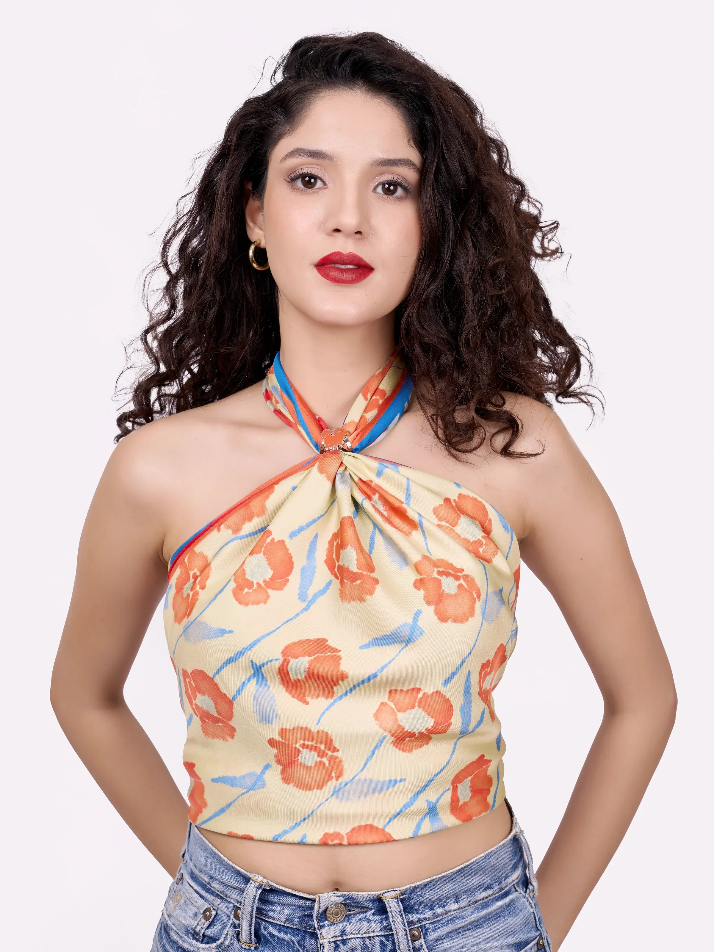 STUDIO QILING | Dancing Poppies Summer Mist Double Side Silk Scarf 100