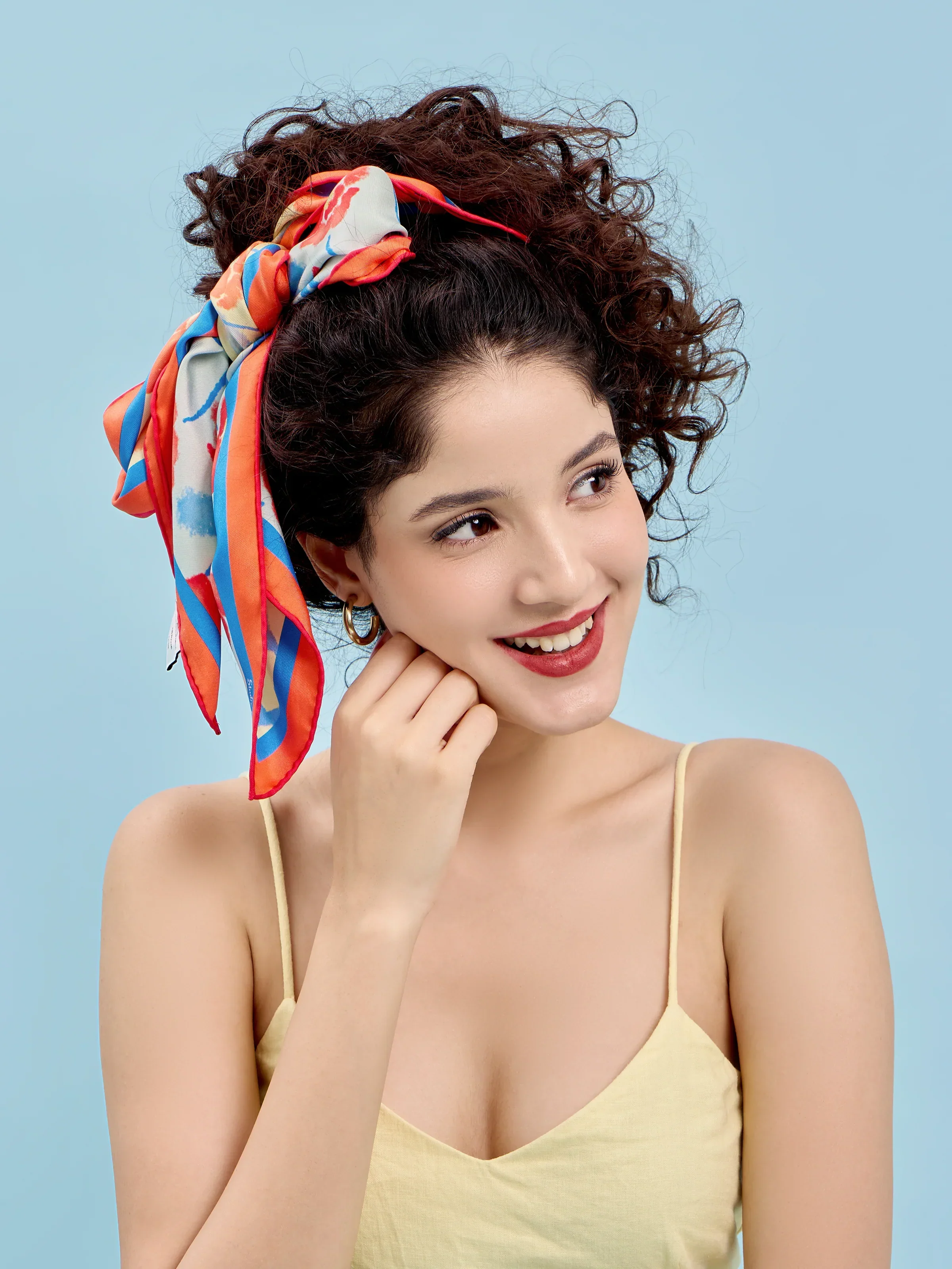 STUDIO QILING | Dancing Poppies Summer Mist Double Side Silk Scarf 100 - Image 5