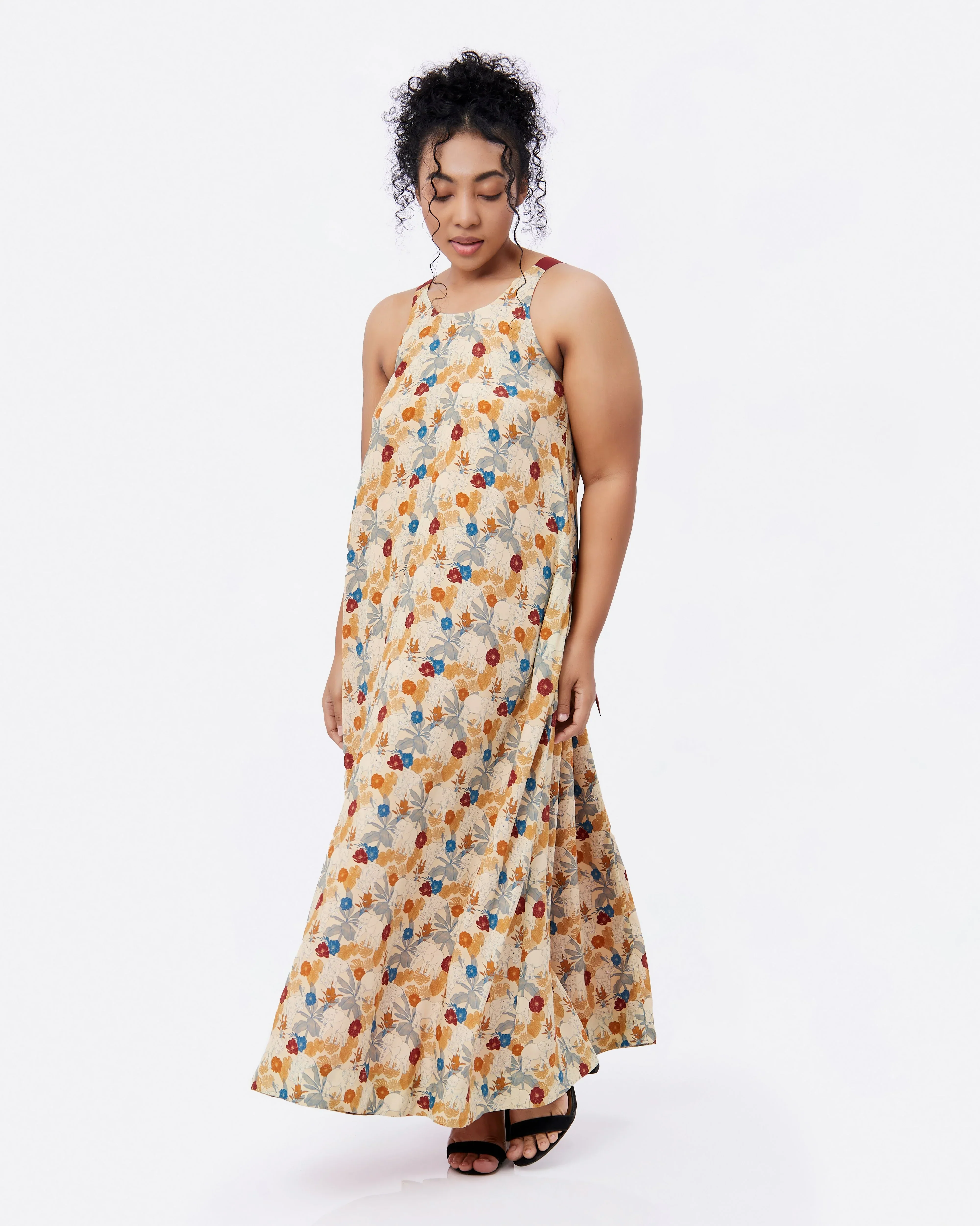 STUDIO QILING | Elephant Woods Reversible Silk Blend Maxi Dress - Image 3
