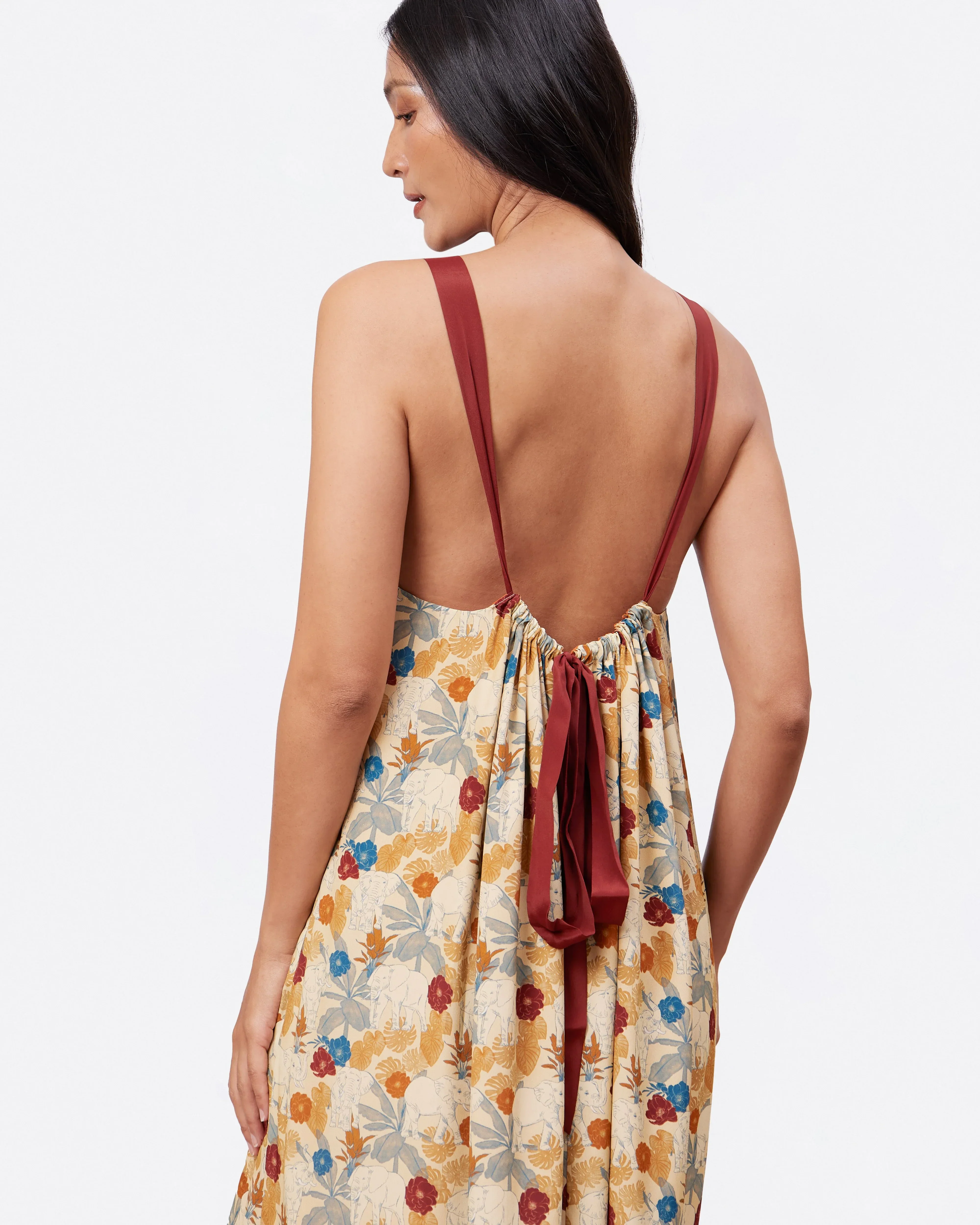 STUDIO QILING | Elephant Woods Reversible Silk Blend Maxi Dress - Image 5