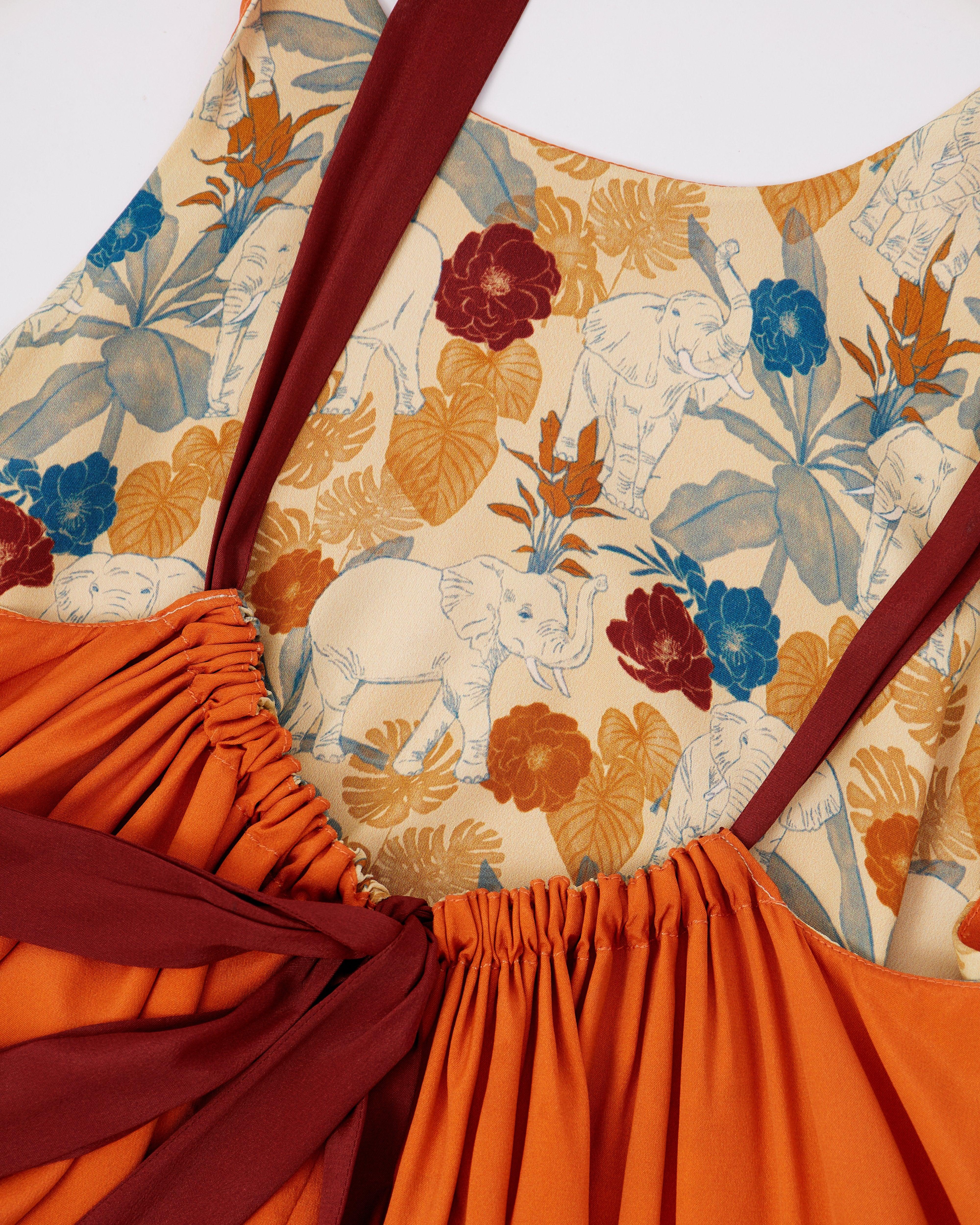 STUDIO QILING | Elephant Woods Reversible Silk Blend Maxi Dress - Image 6