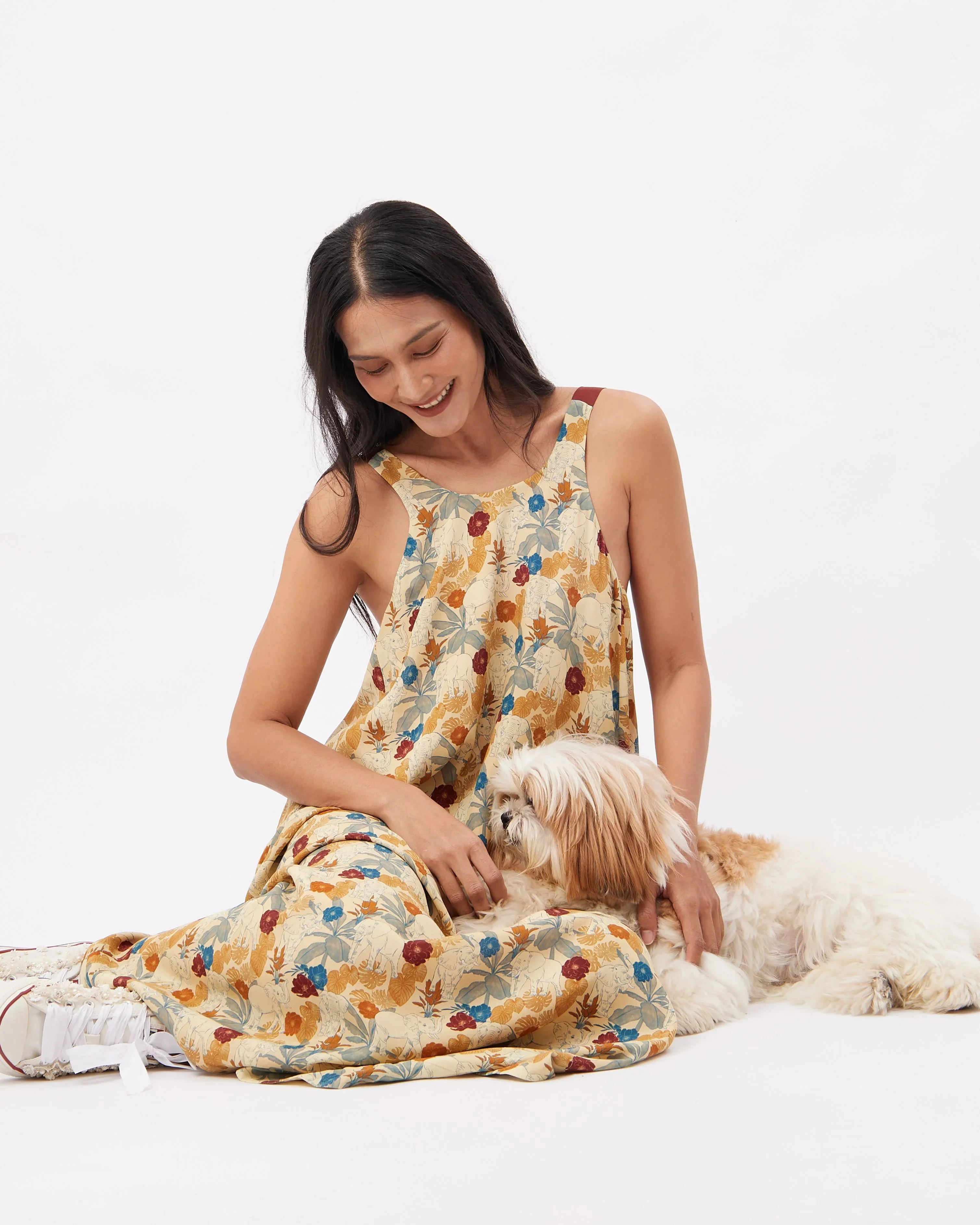 STUDIO QILING | Elephant Woods Reversible Silk Blend Maxi Dress - Image 8