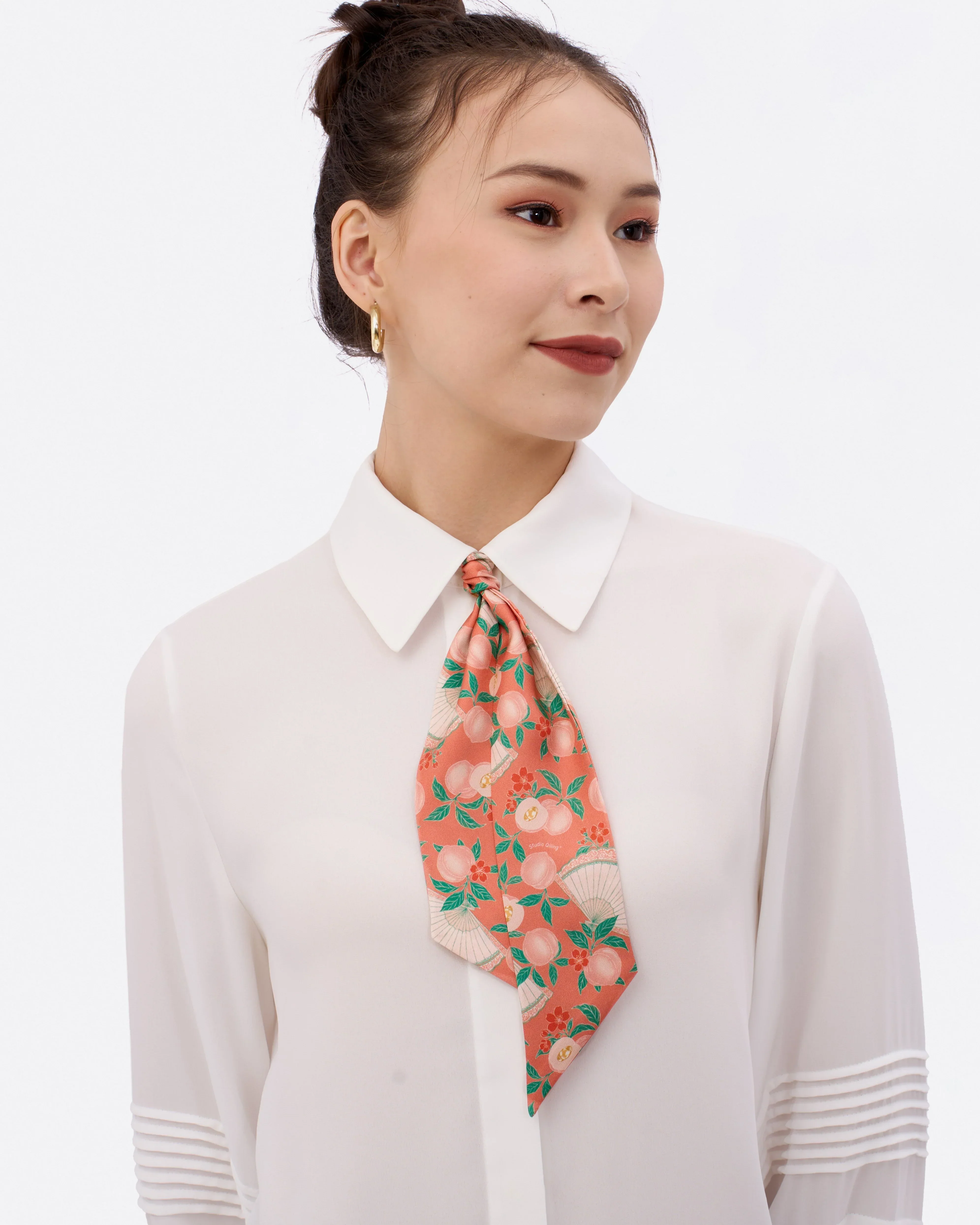 STUDIO QILING | Golden Peaches Coral Silk Bandeau 100 - Image 2