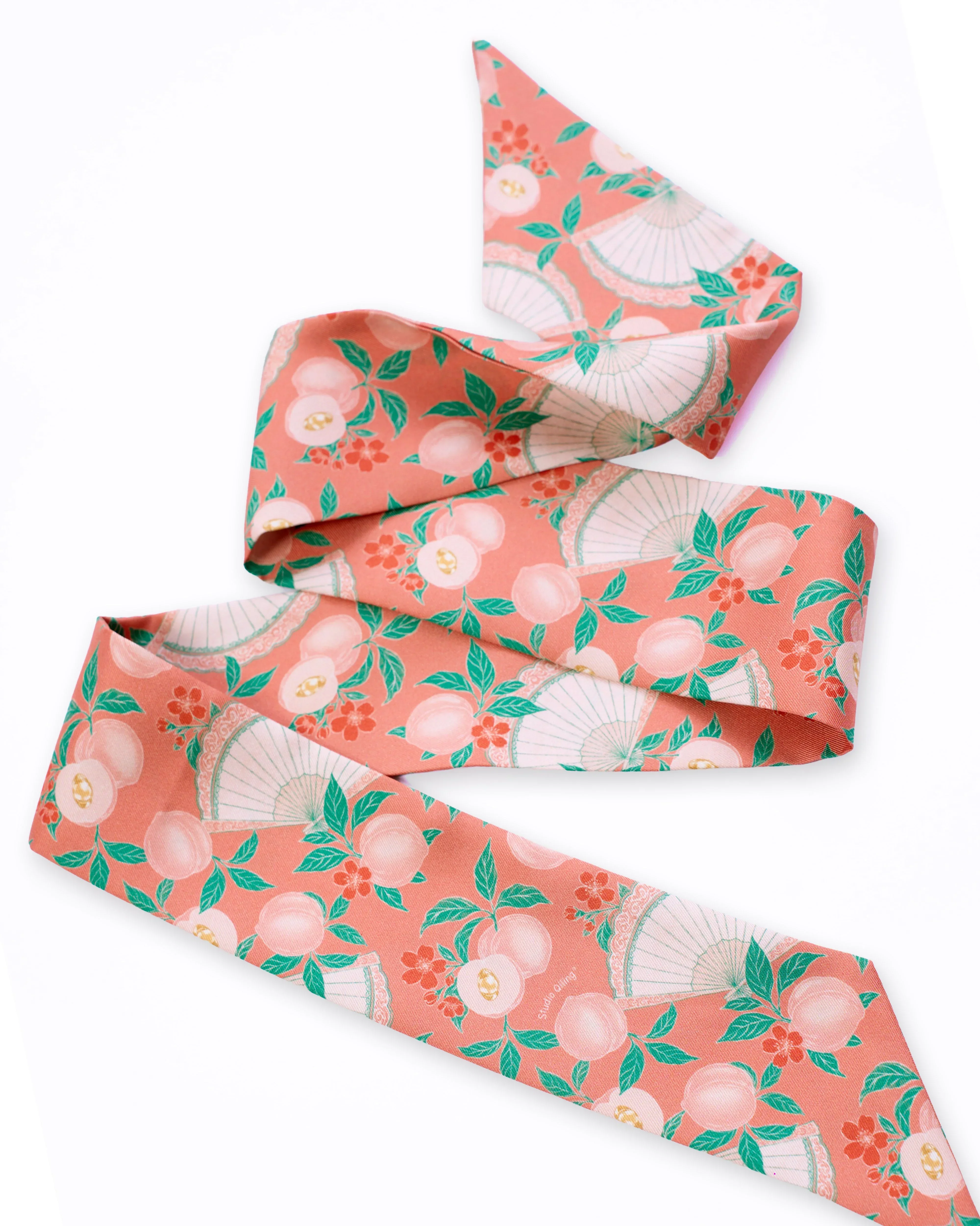 STUDIO QILING | Golden Peaches Coral Silk Bandeau 100 - Image 3