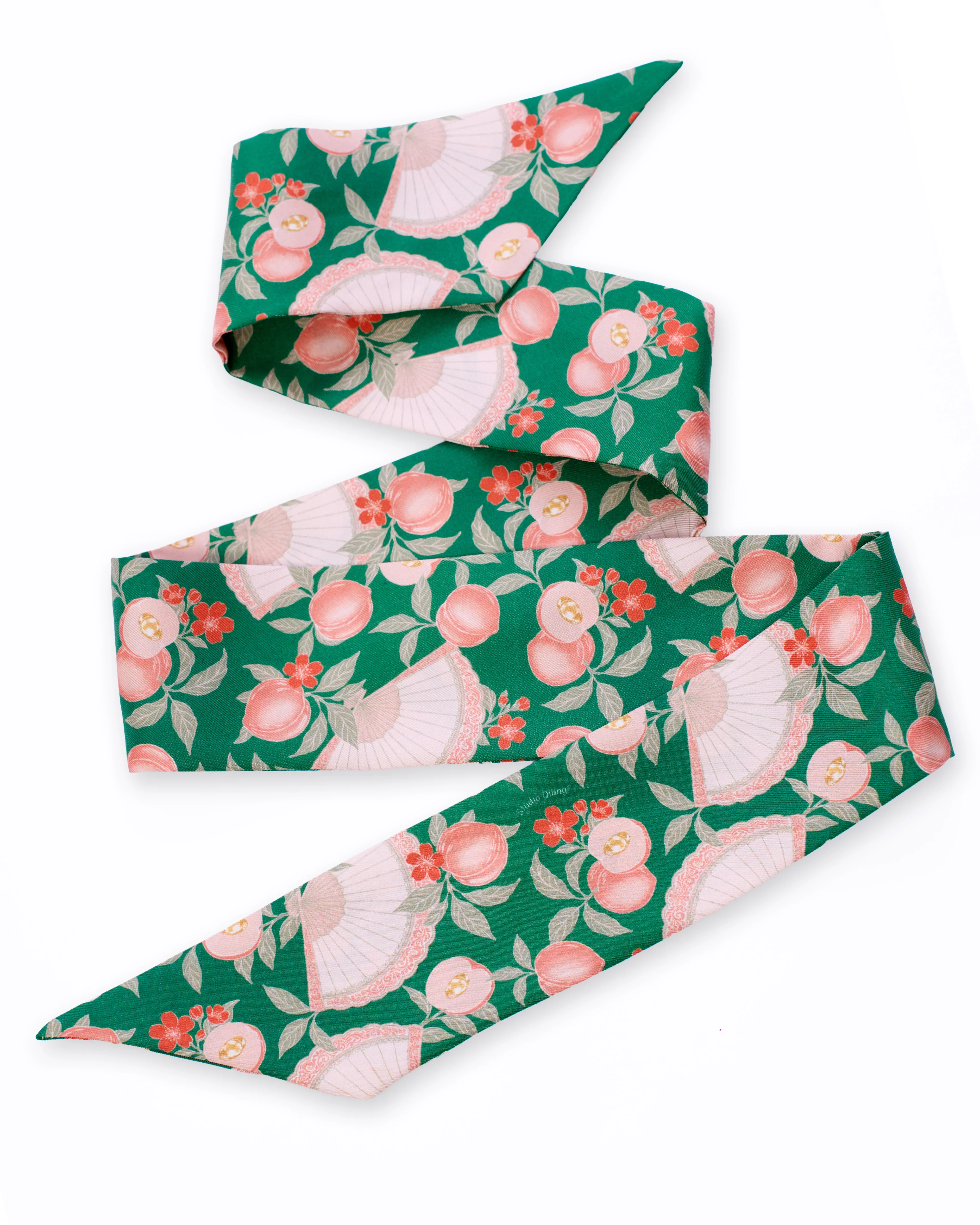 STUDIO QILING | Golden Peaches Emerald Silk Bandeau 100 - Image 3