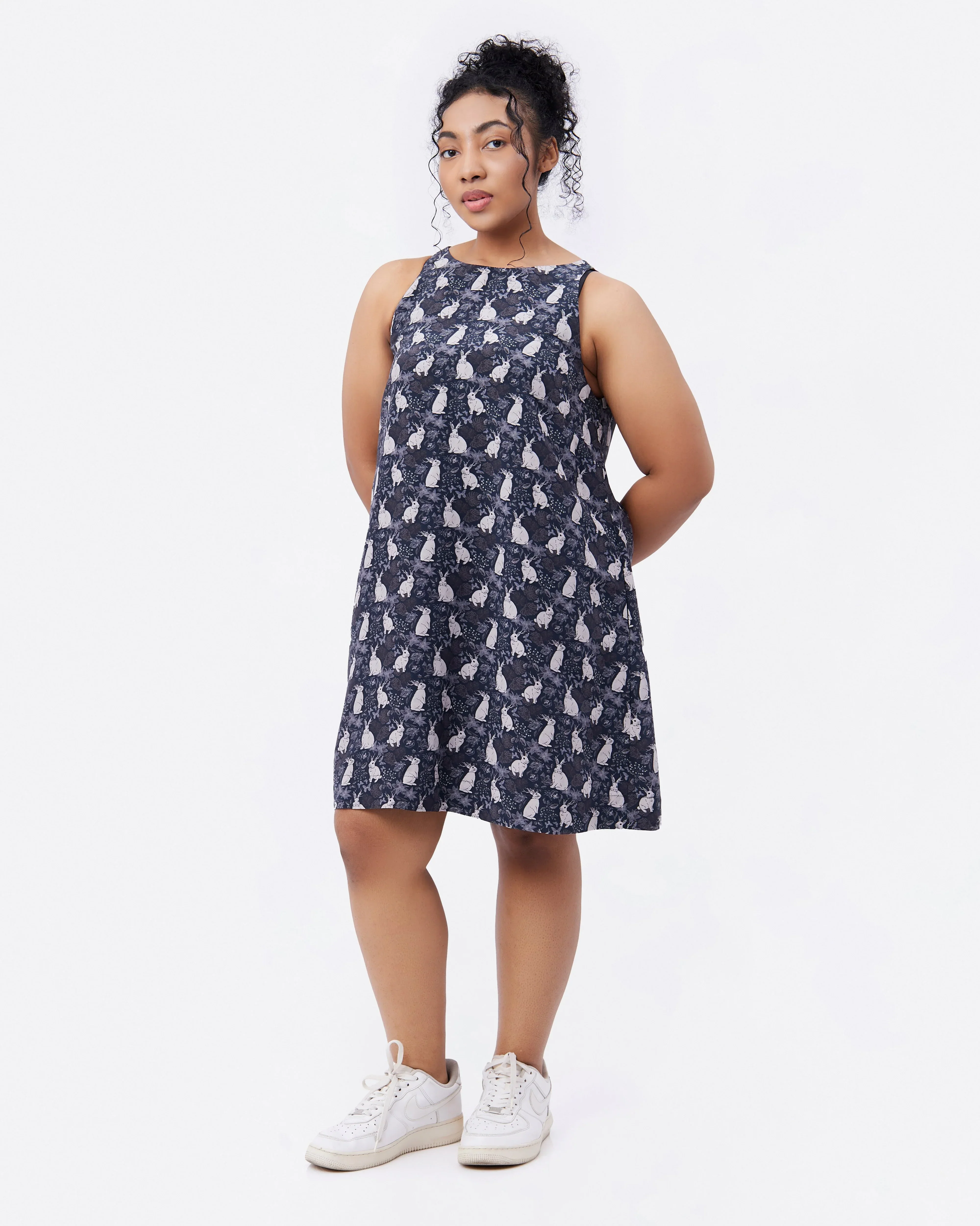 STUDIO QILING | Jackalope Moonlit Night Silk Blend Mini Dress - Image 3