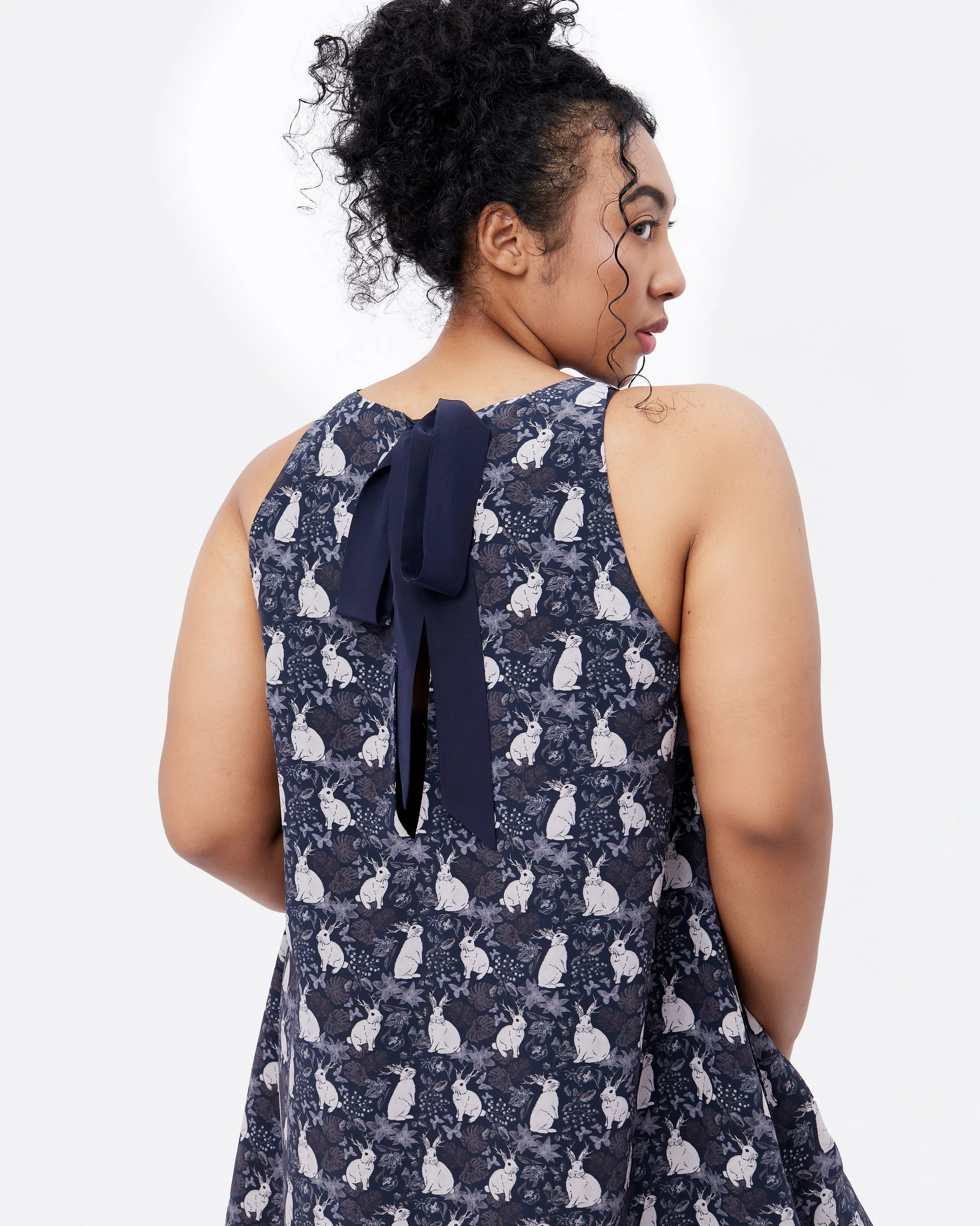 STUDIO QILING | Jackalope Moonlit Night Silk Blend Mini Dress - Image 4