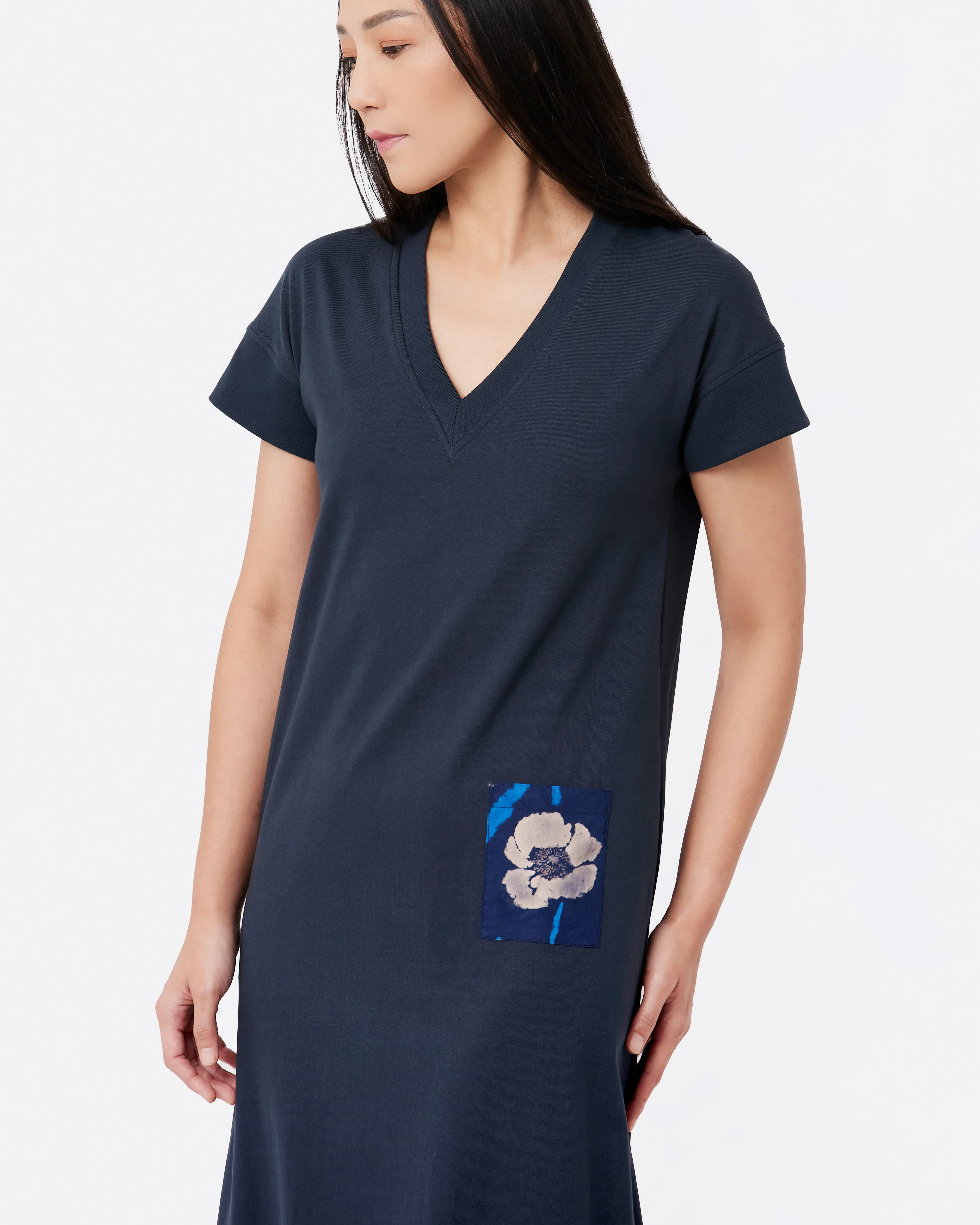 STUDIO QILING | Navy Cotton Jersey Maxi Dress - Image 2