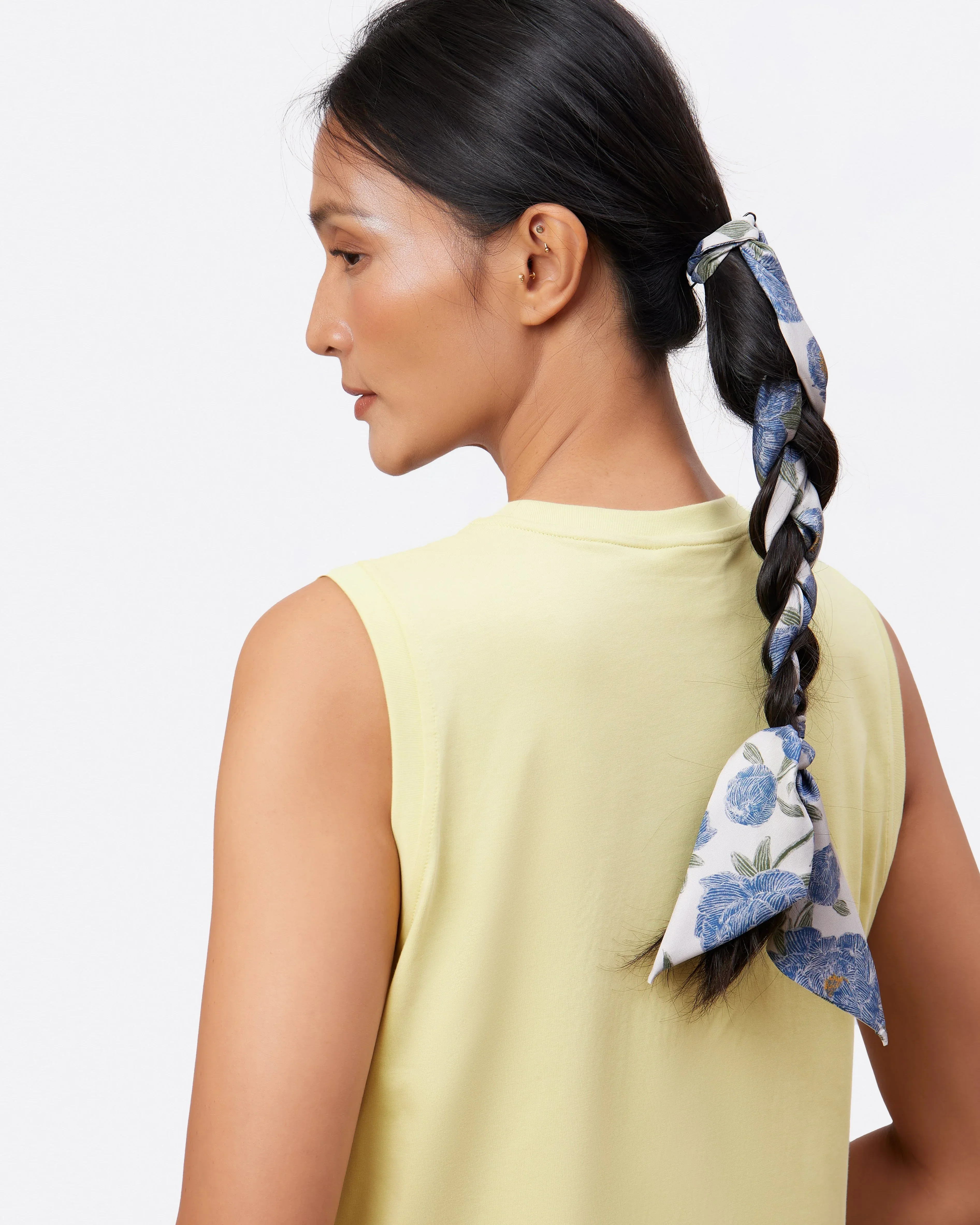 STUDIO QILING | Peony Blue Silk Bandeau 120 - Image 2