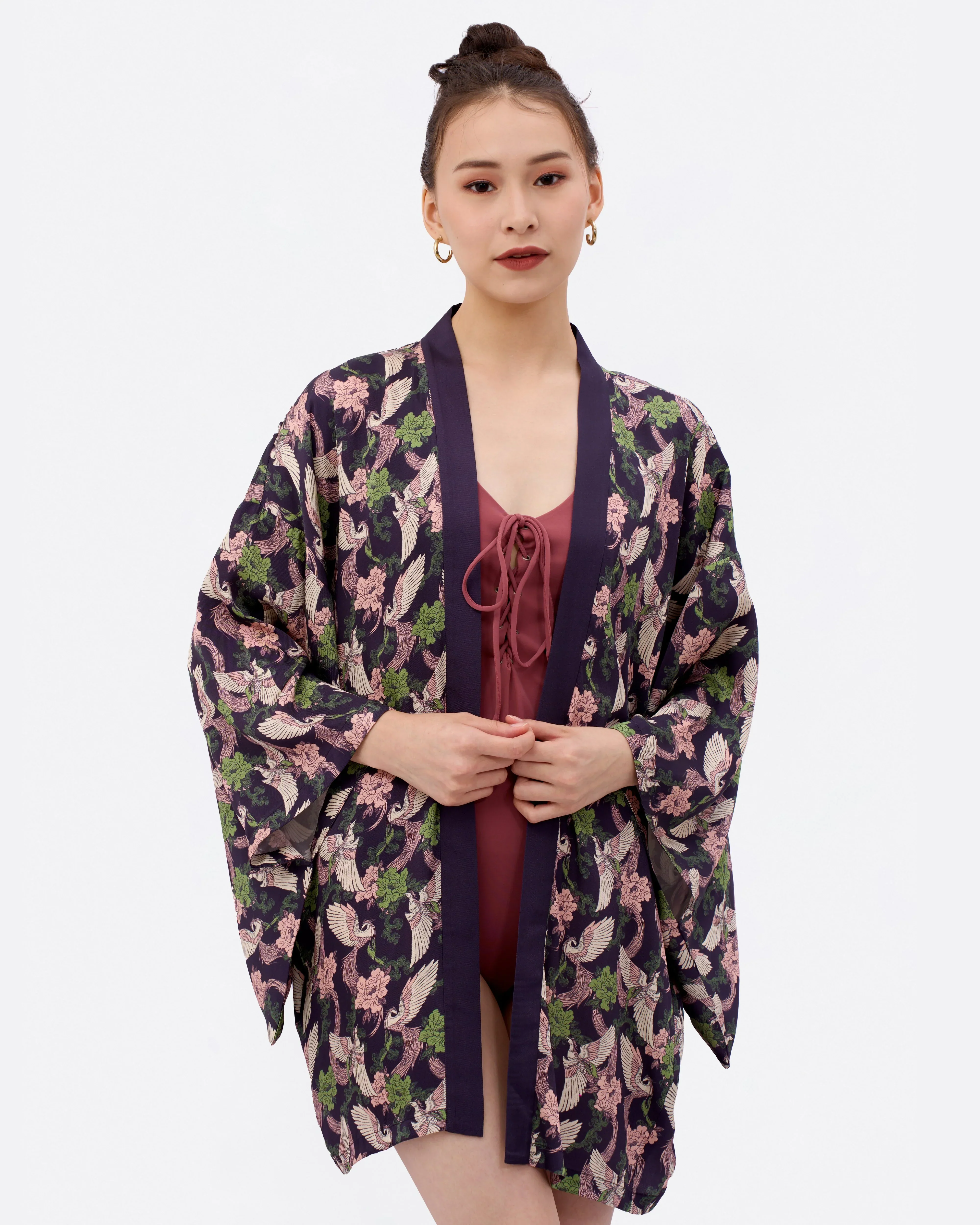 STUDIO QILING | Phoenix Pink Sage Silk Blend Kimono - Image 5