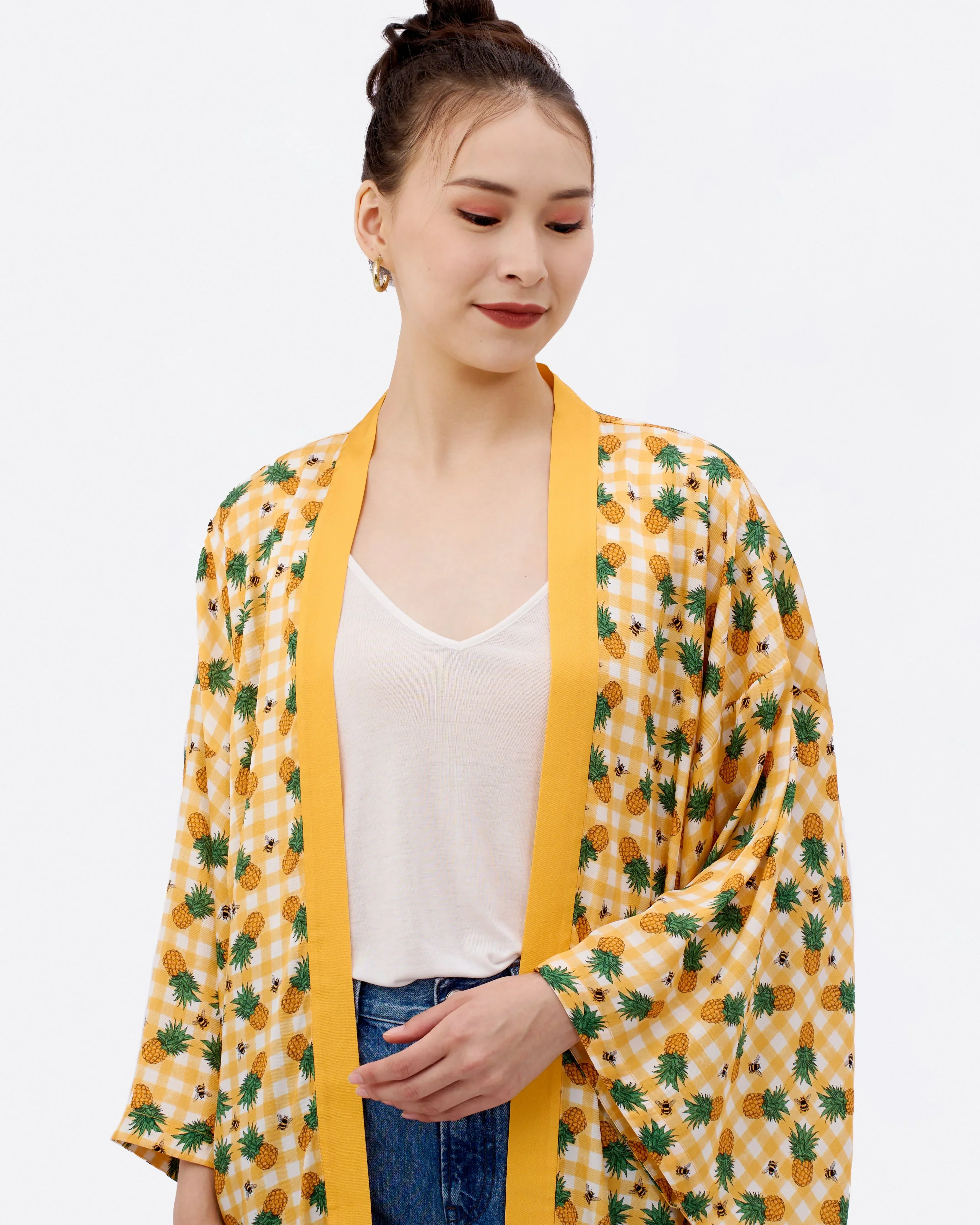 STUDIO QILING | Pineapple Amber Silk Blend Kimono - Image 3
