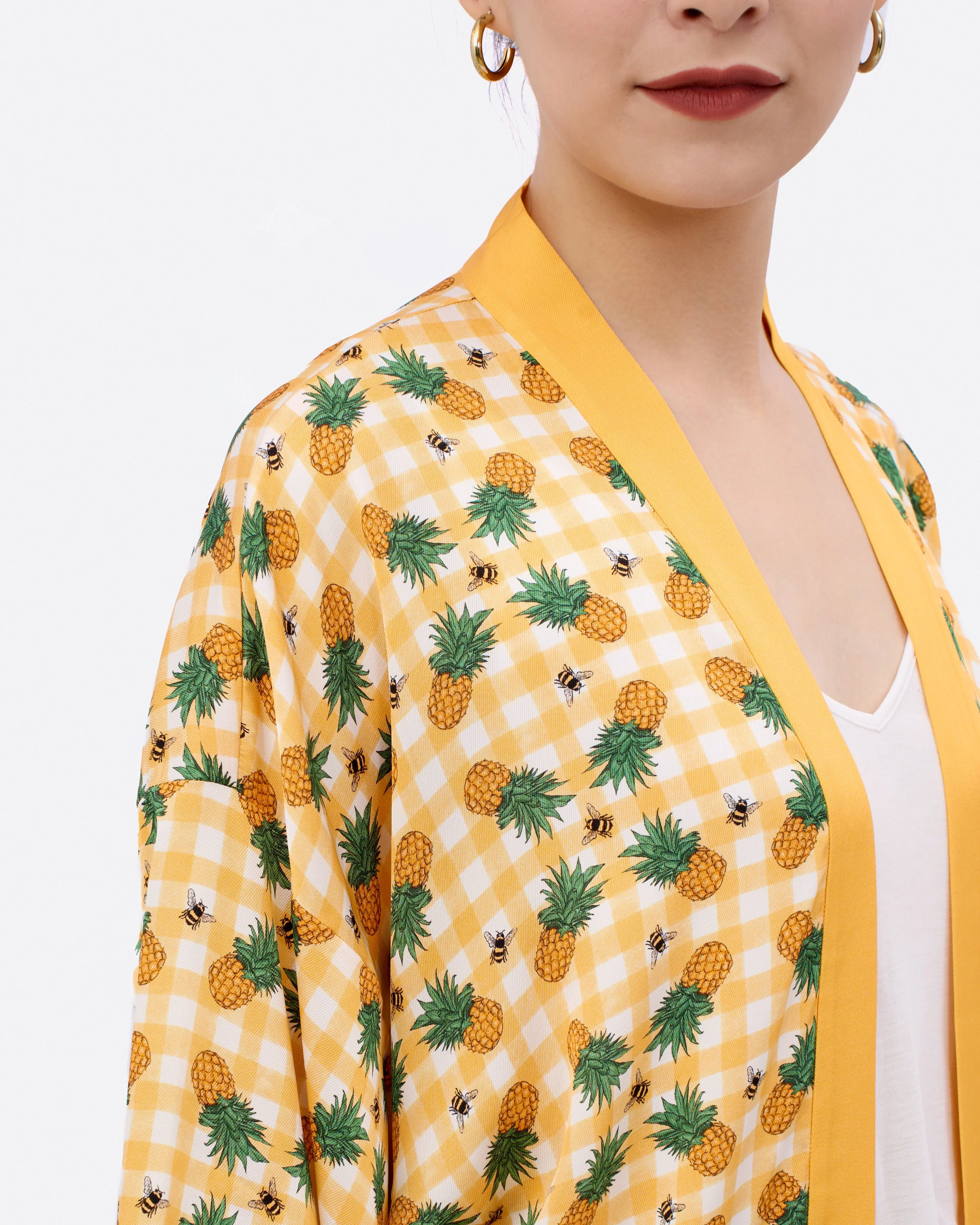 STUDIO QILING | Pineapple Amber Silk Blend Kimono - Image 4