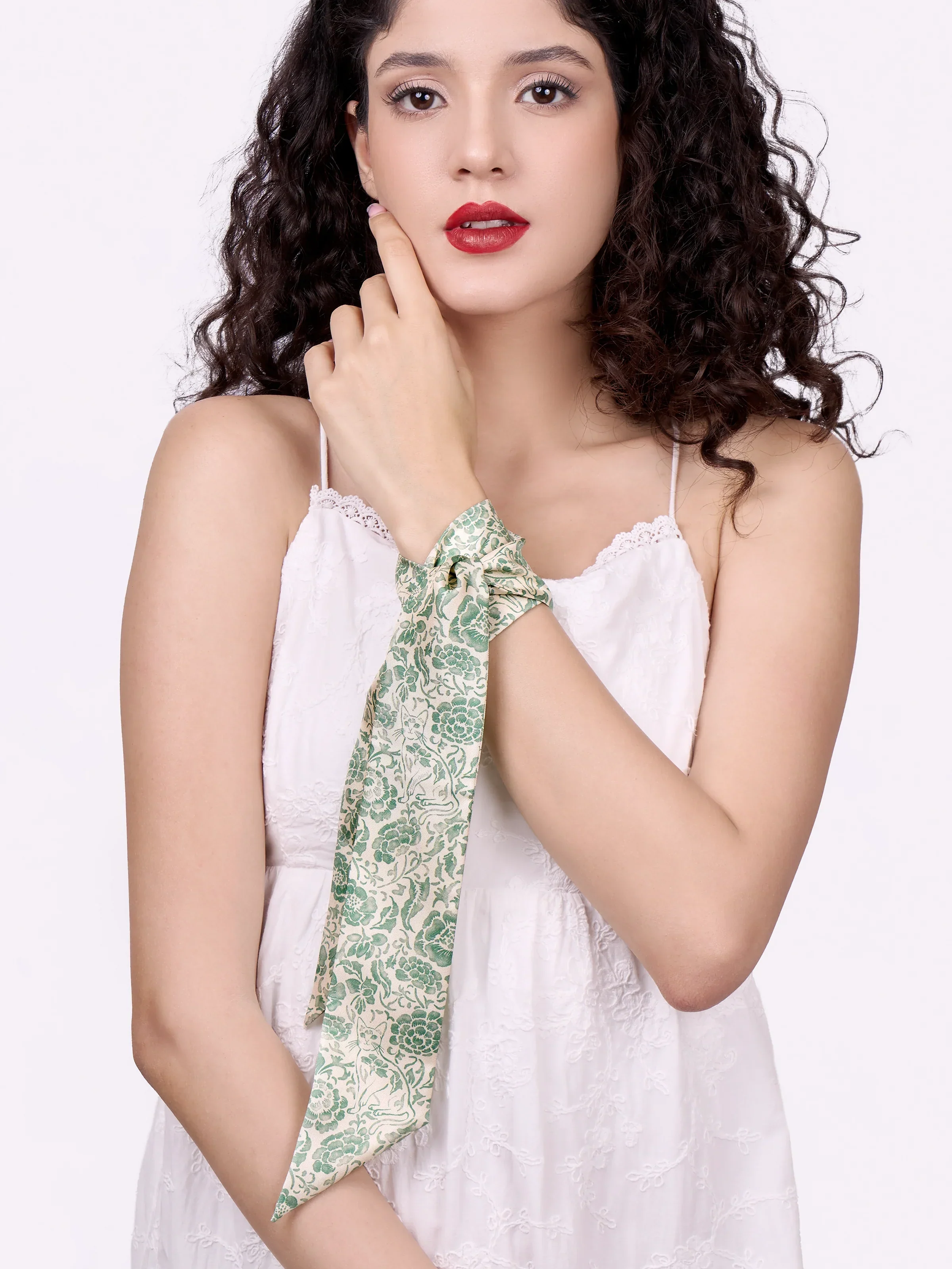 STUDIO QILING | Porcelain Cat Mint Silk Bandeau 100 - Image 2