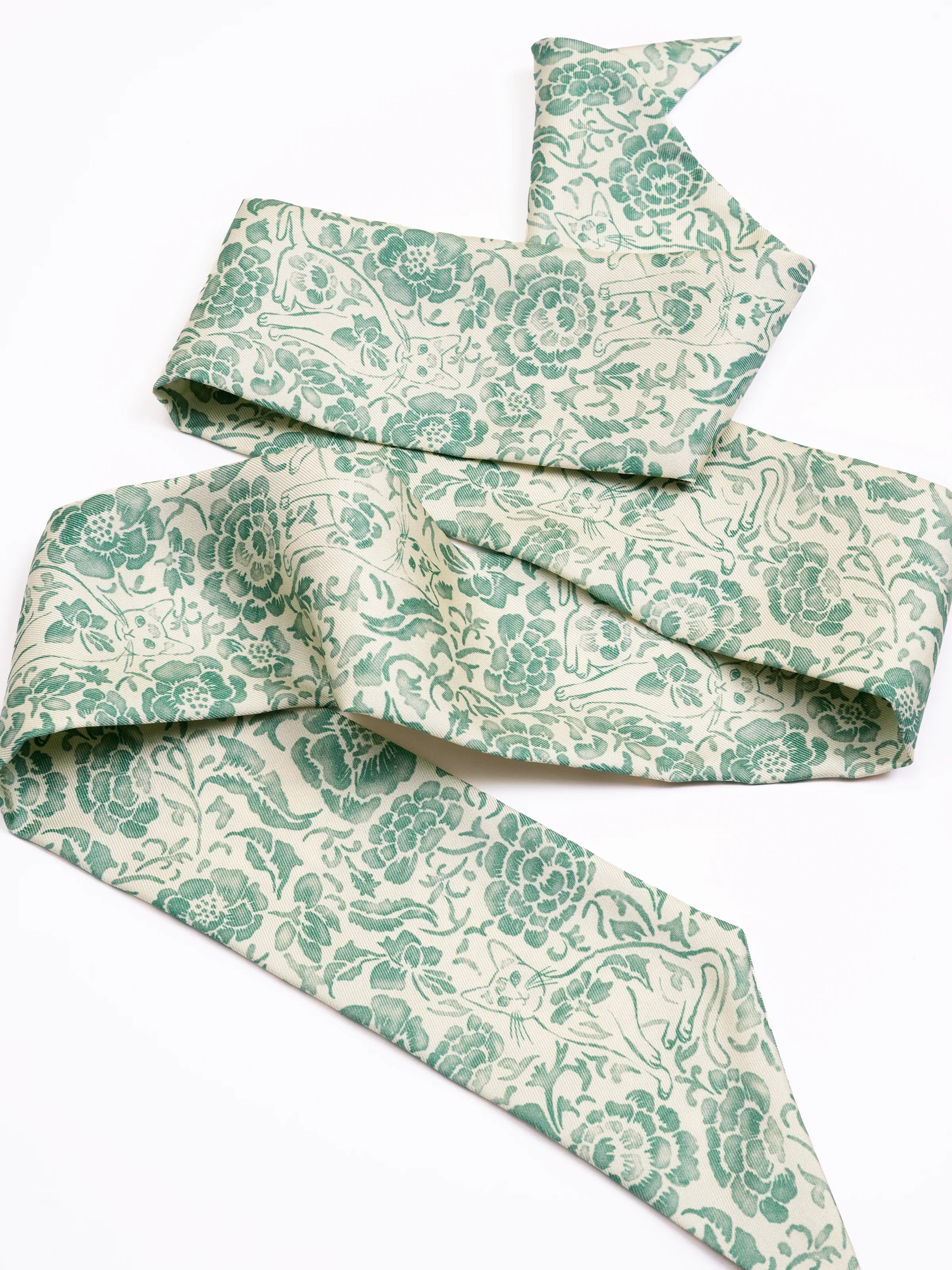 STUDIO QILING | Porcelain Cat Mint Silk Bandeau 100 - Image 3